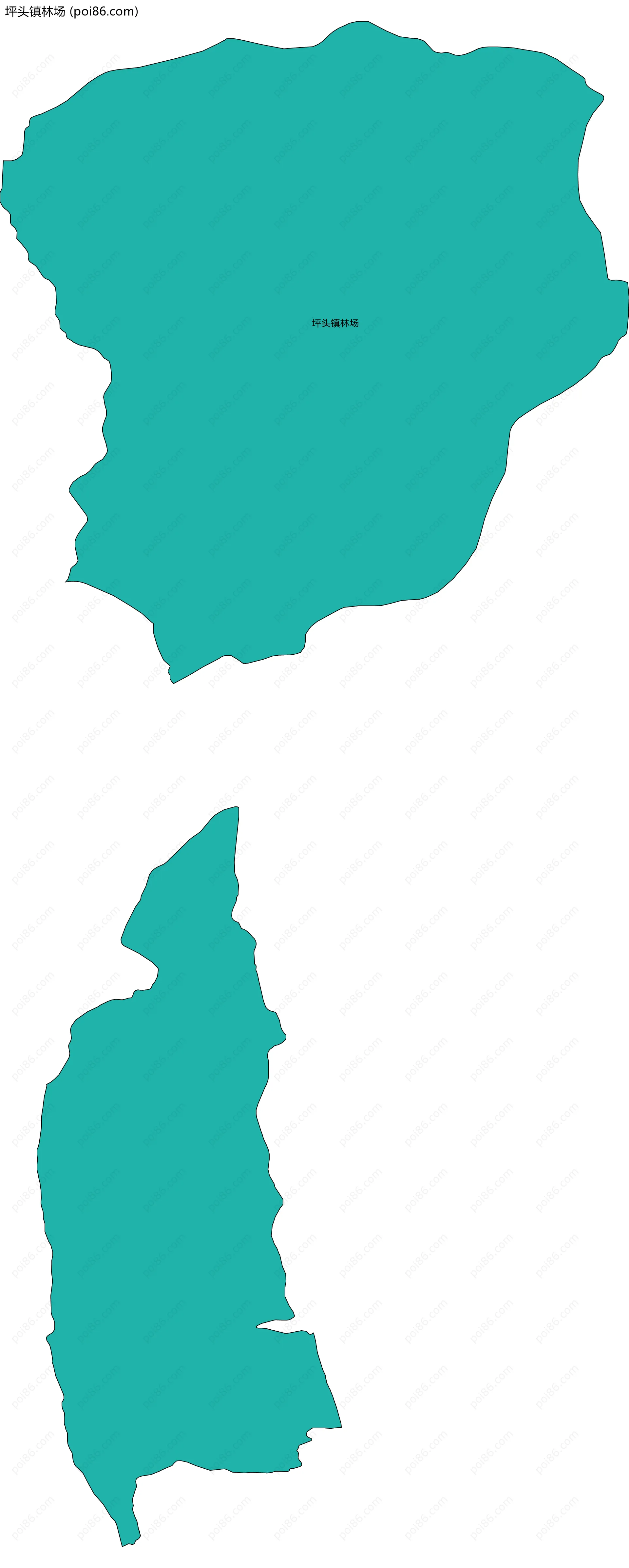 坪头镇林场边界地图(五级行政区划)