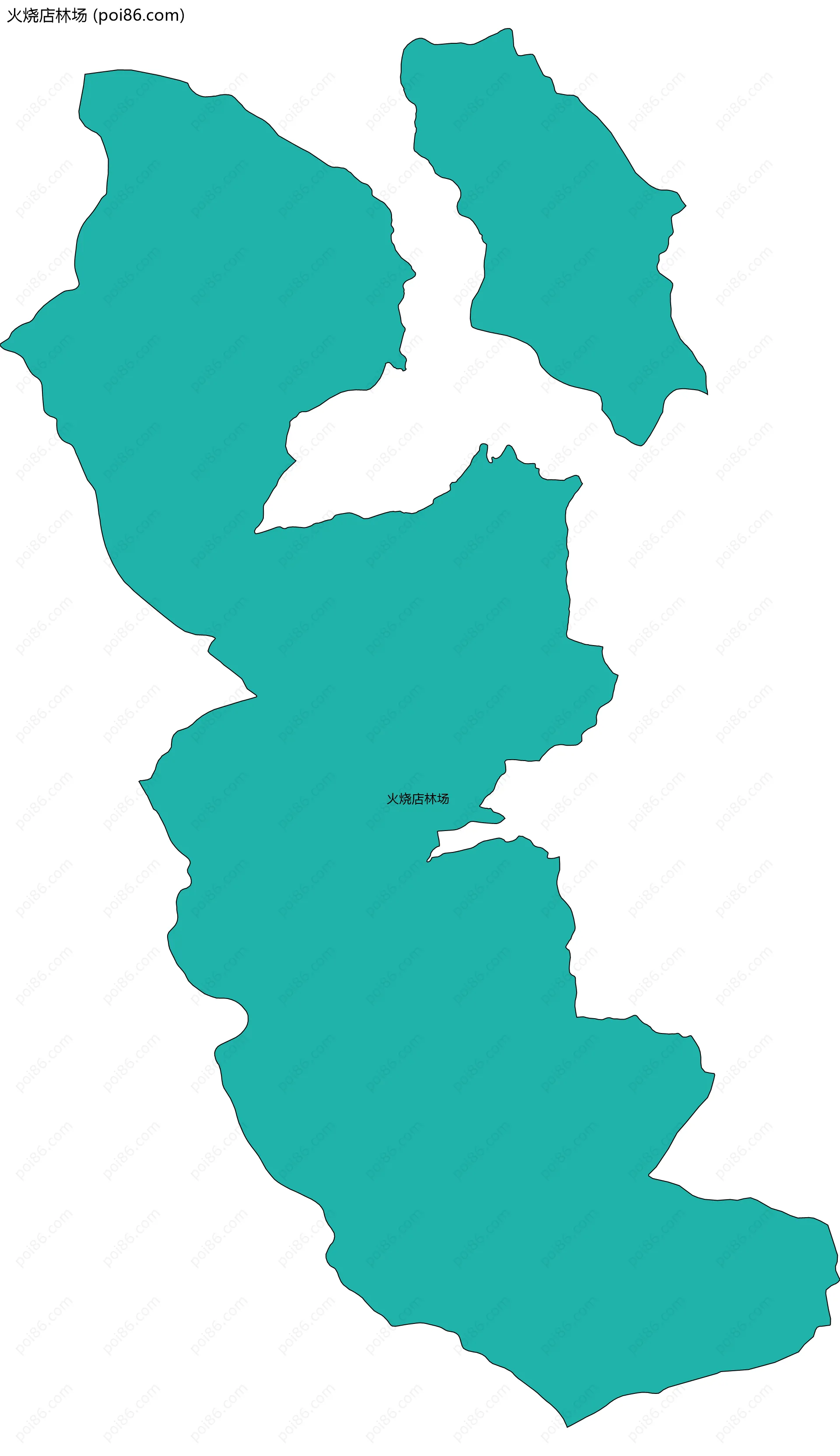 火烧店林场边界地图(五级行政区划)