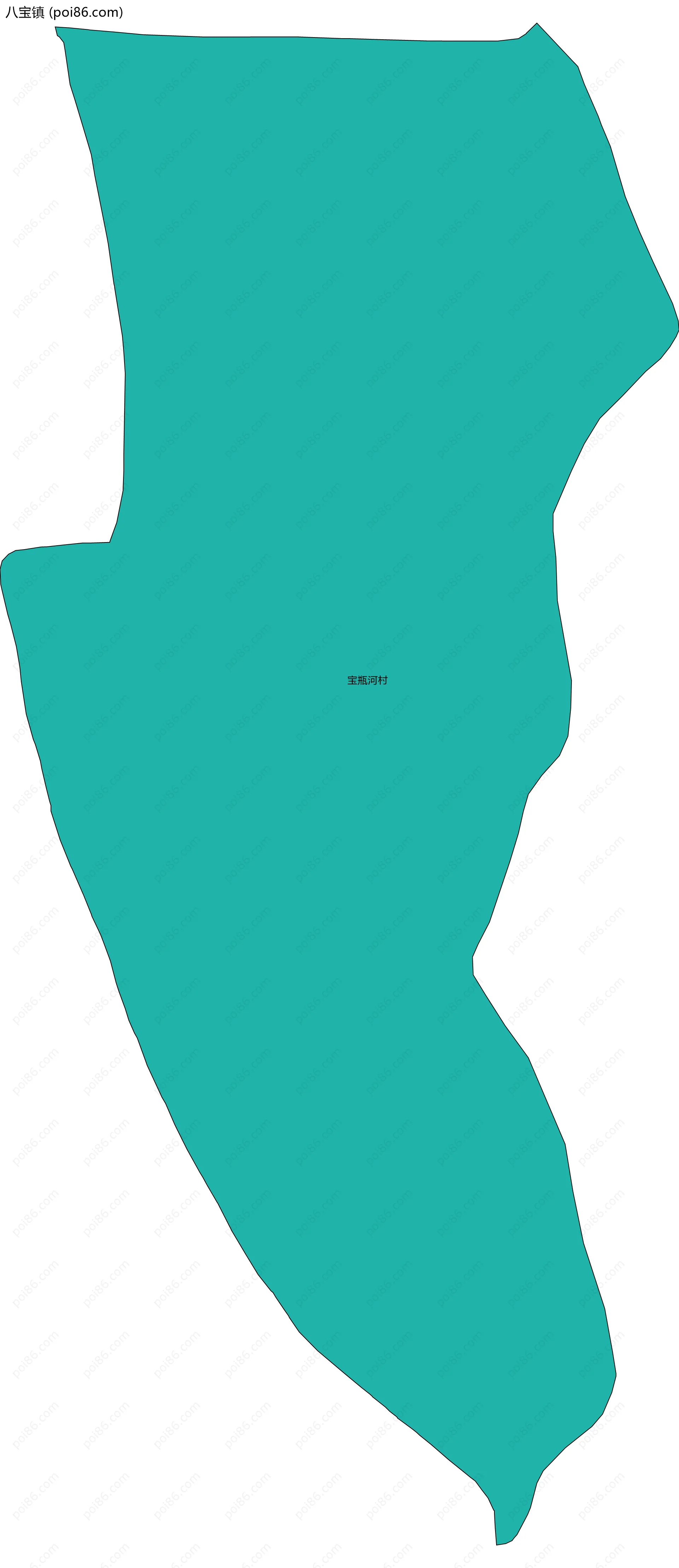 八宝镇边界地图(五级行政区划)