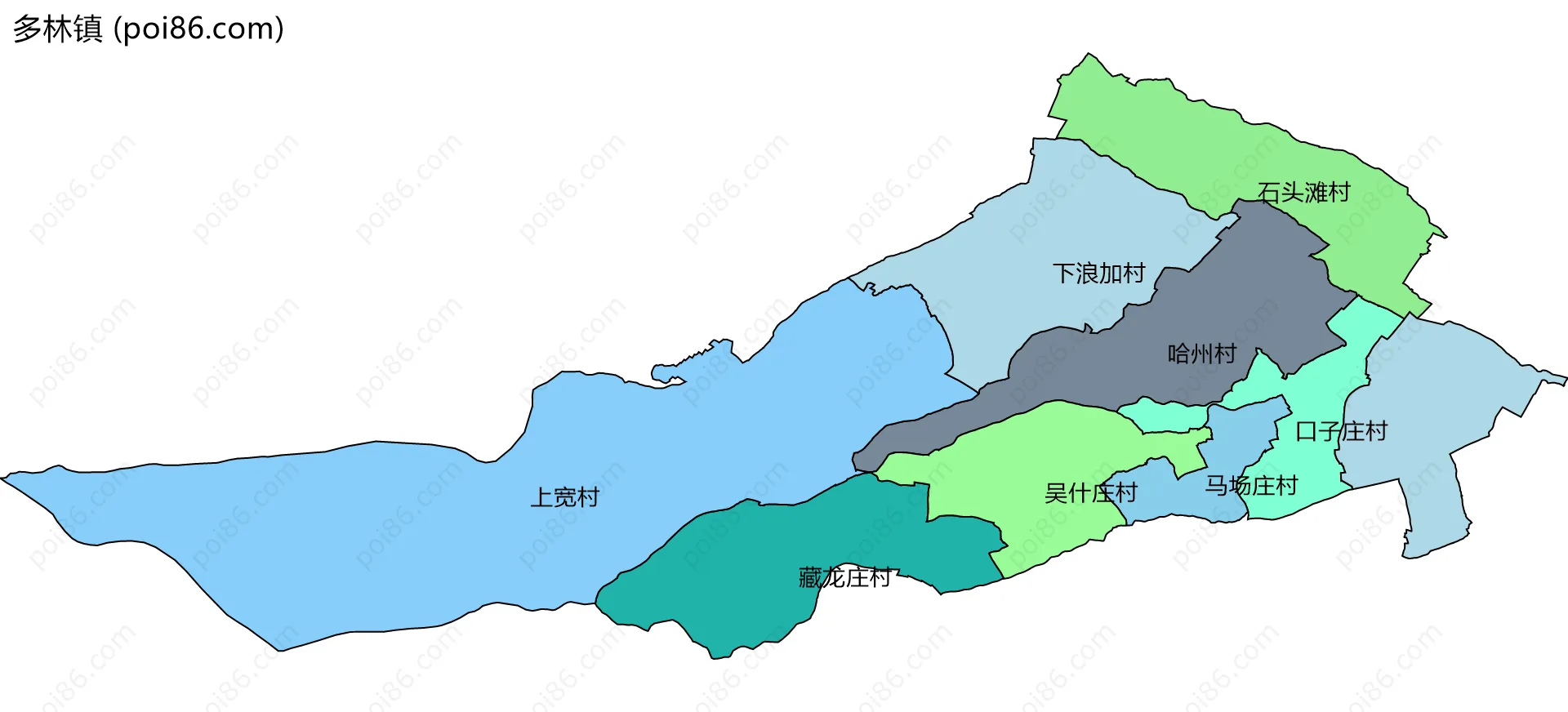 多林镇边界地图(五级行政区划)