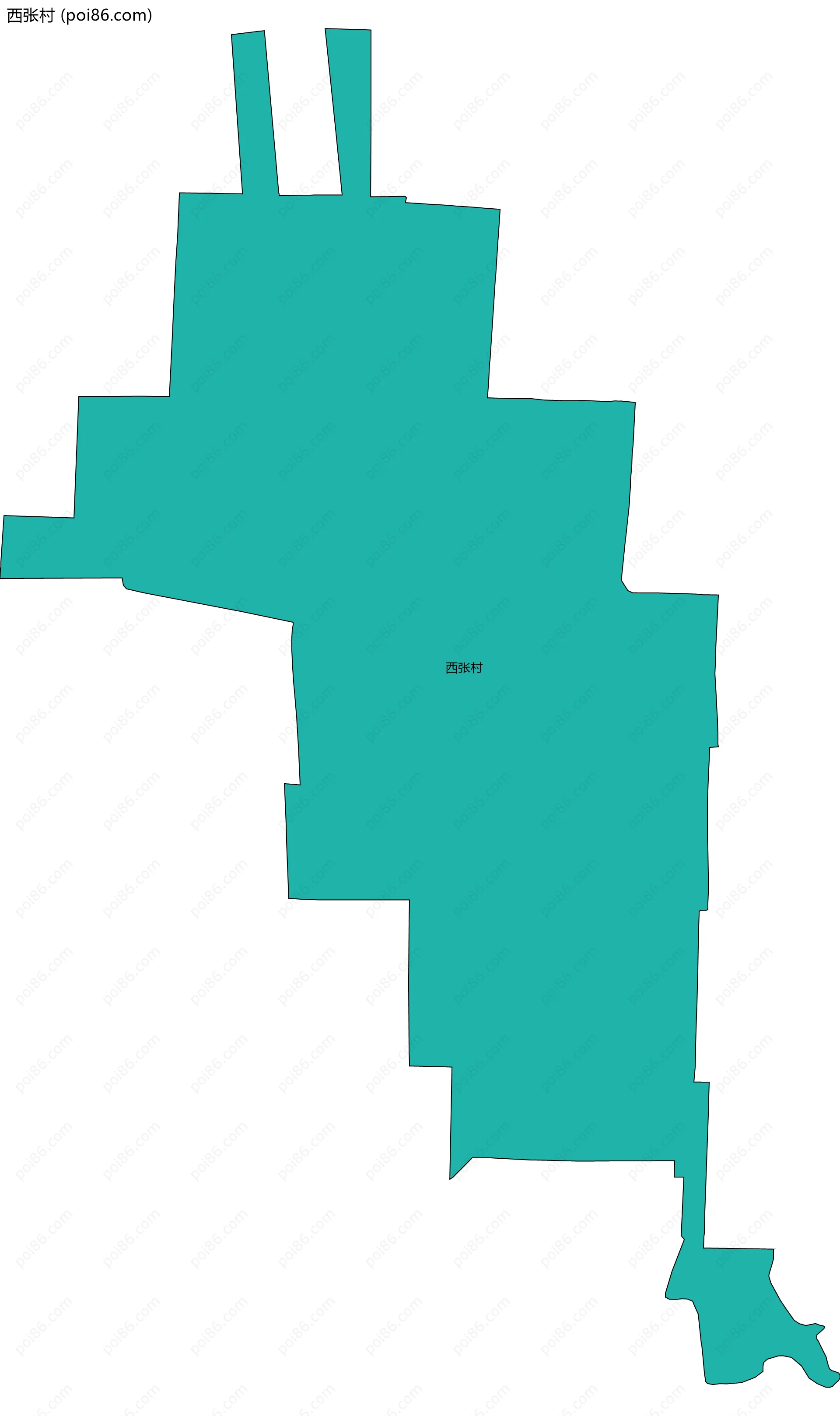 西张村边界地图