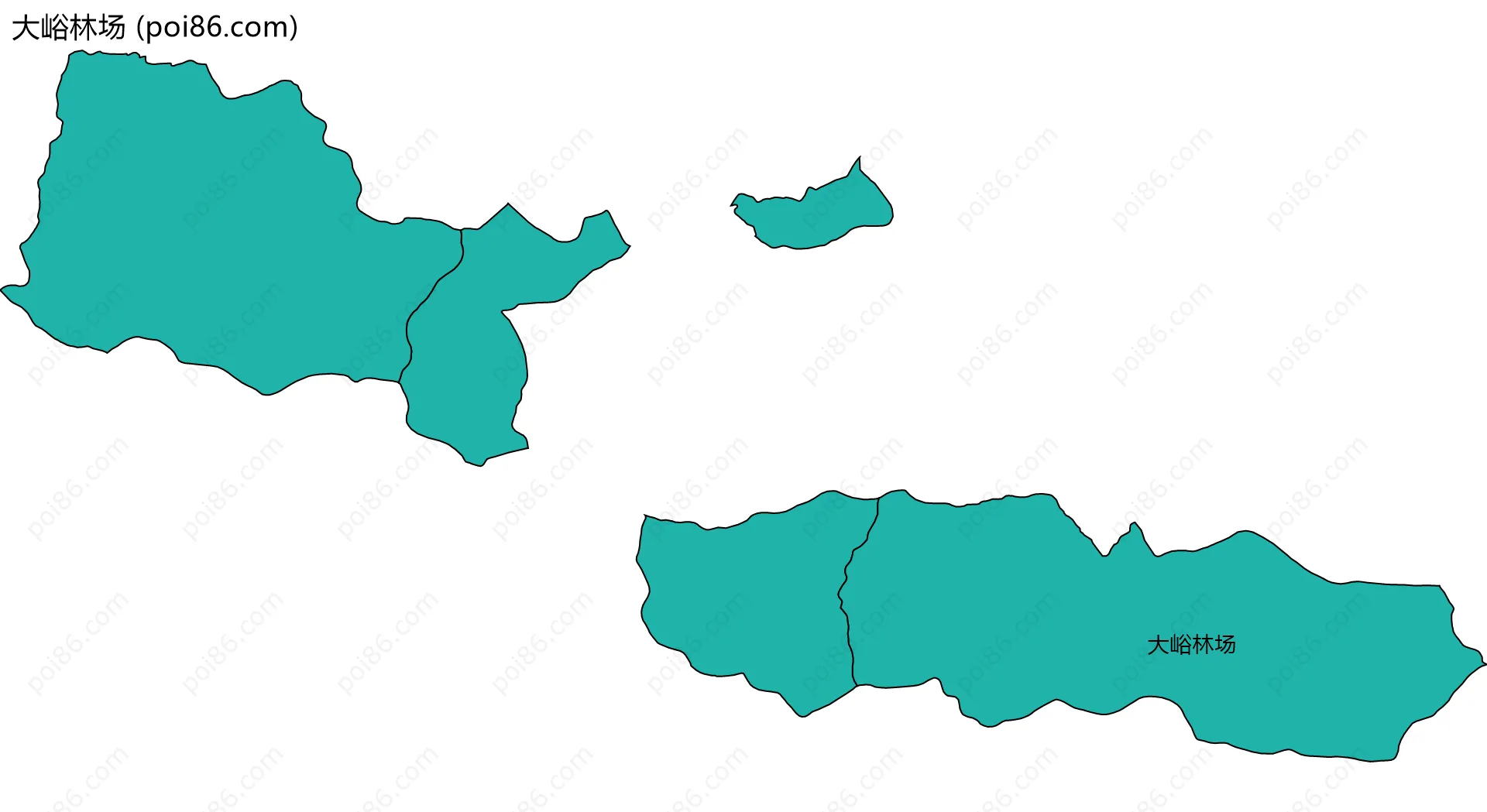 大峪林场边界地图(五级行政区划)