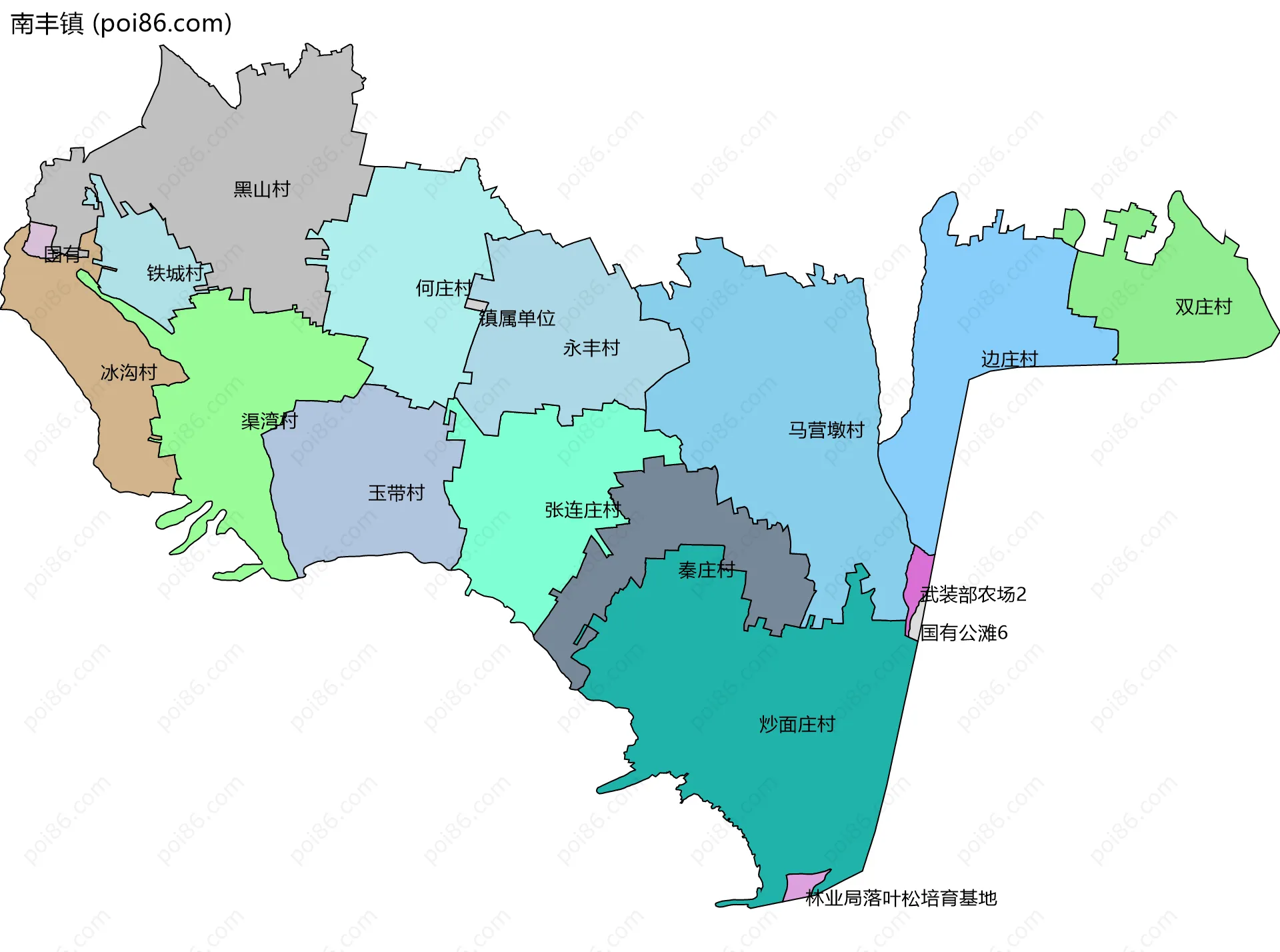 南丰镇边界地图(五级行政区划)
