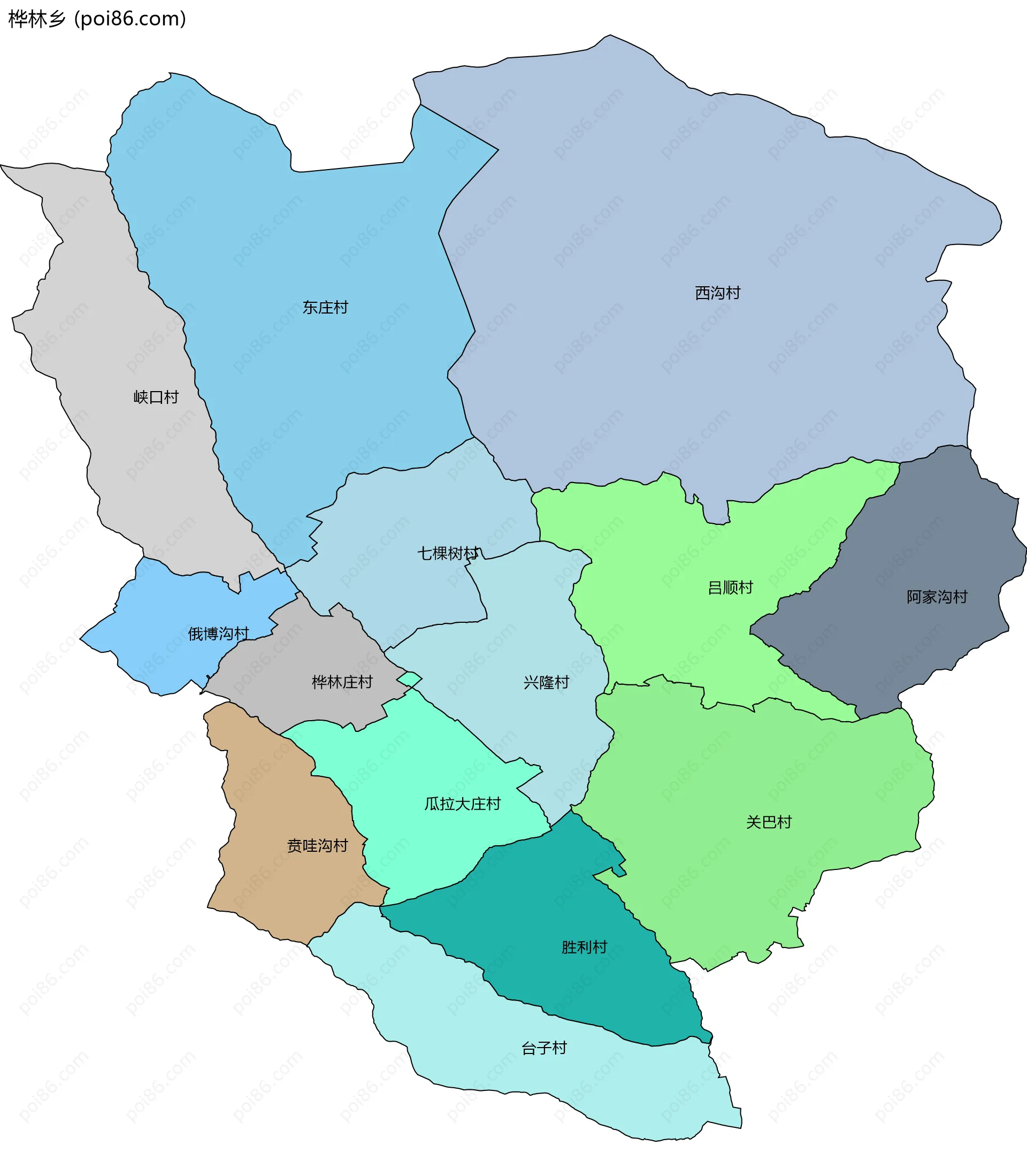 桦林乡边界地图(五级行政区划)