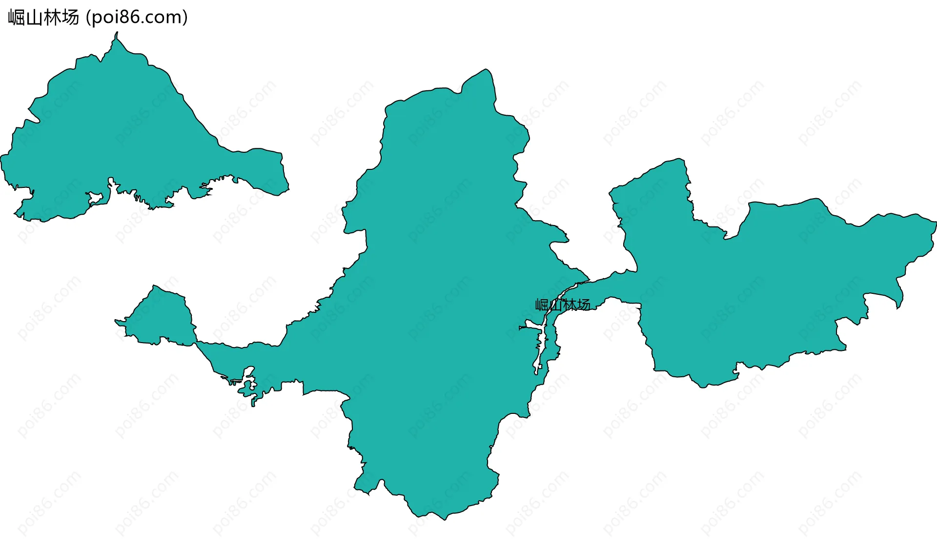 崛山林场边界地图(五级行政区划)