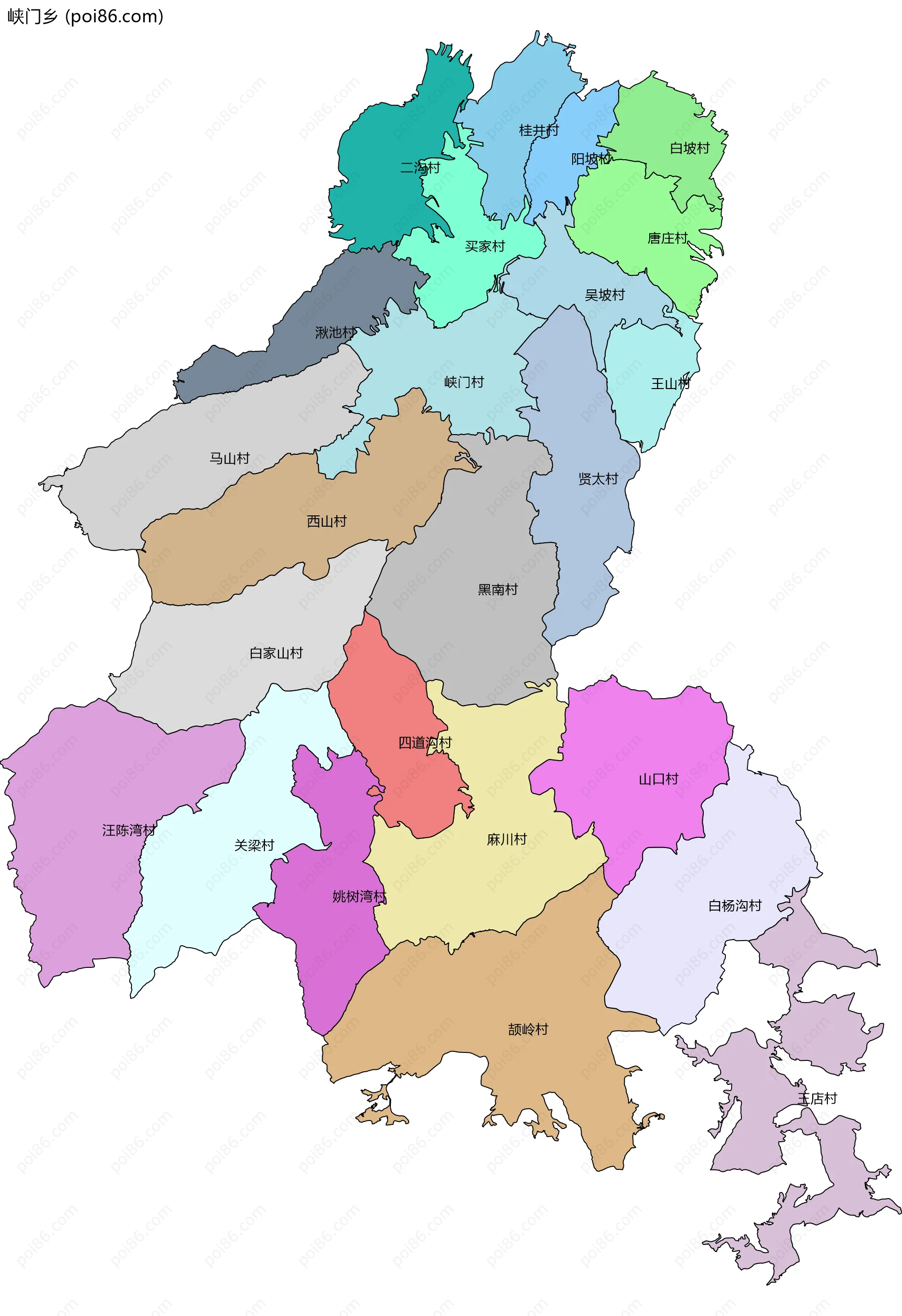 峡门乡边界地图(五级行政区划)