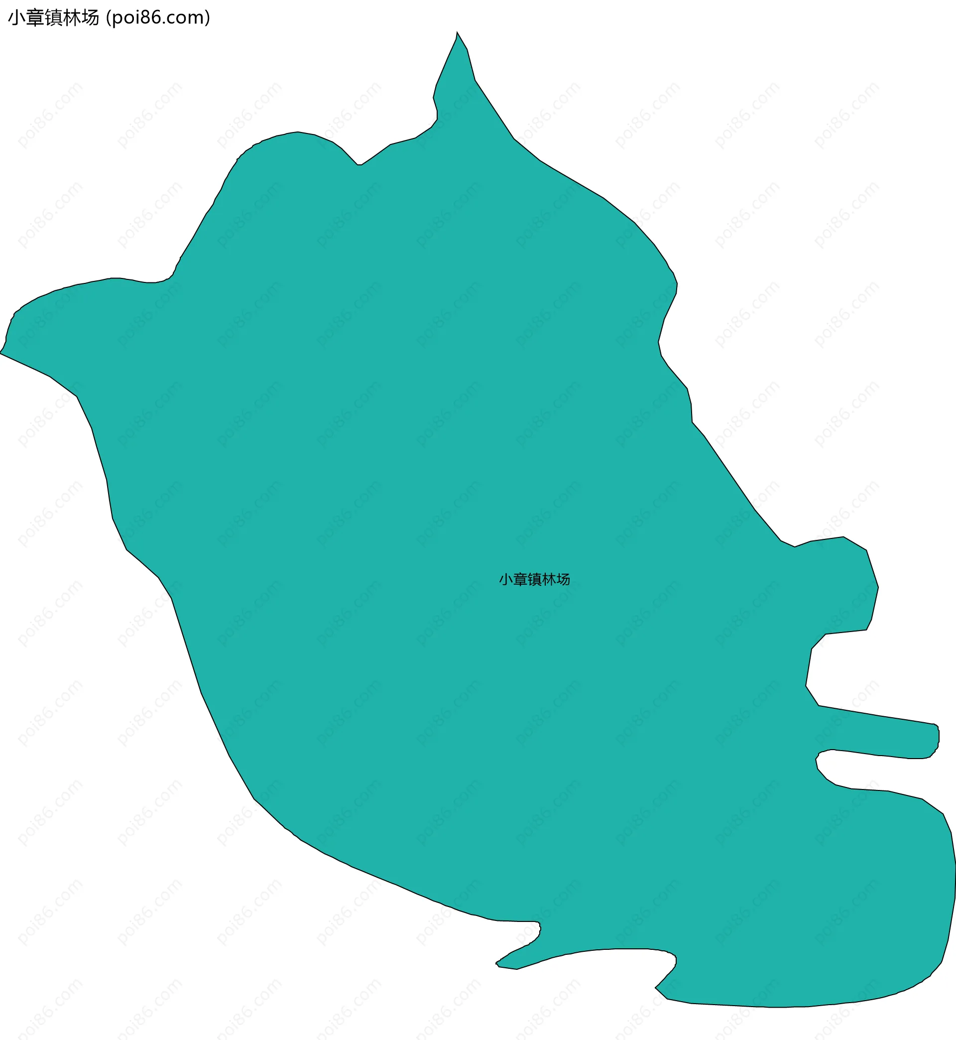 小章镇林场边界地图(五级行政区划)