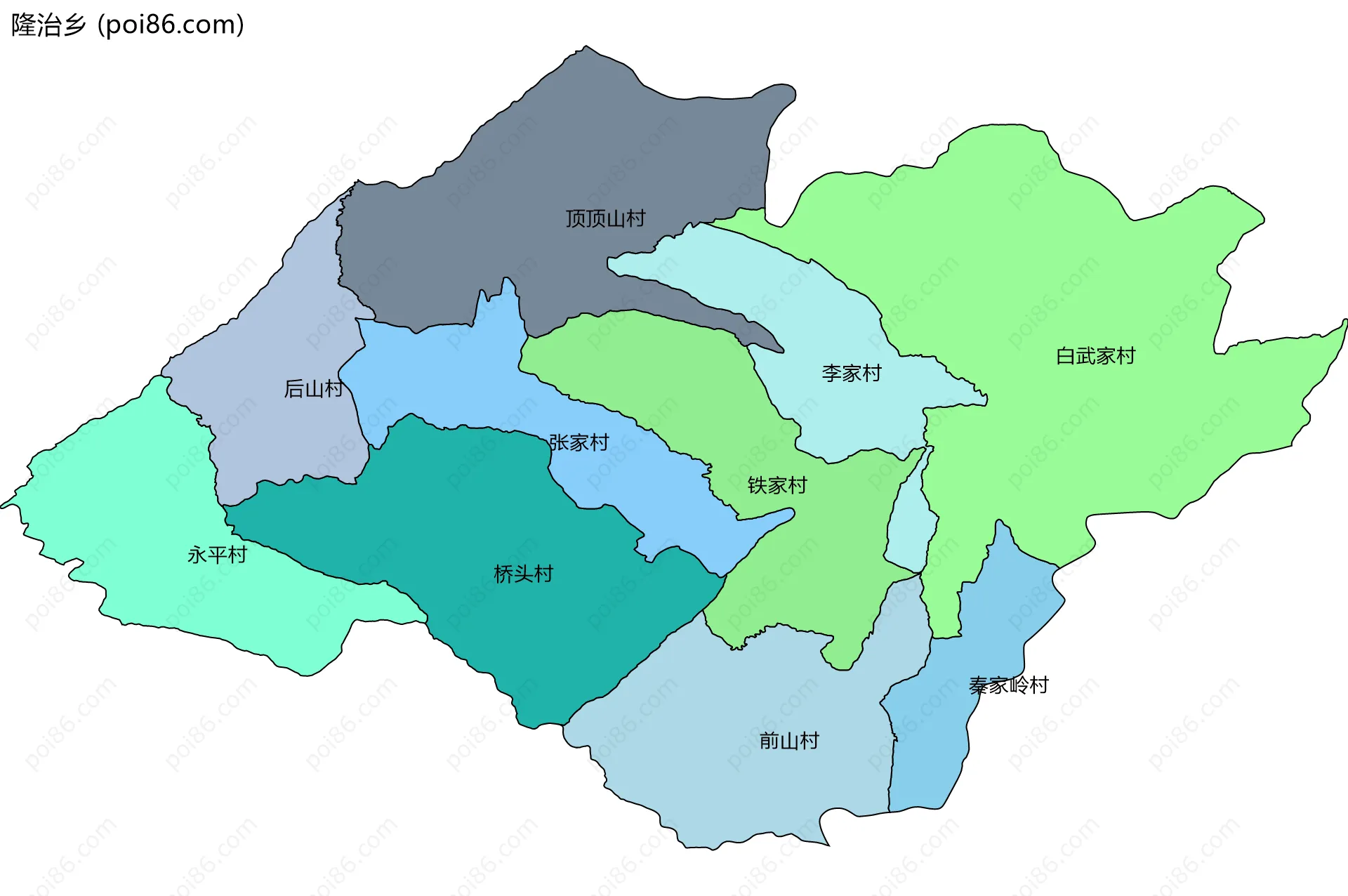 隆治乡边界地图(五级行政区划)