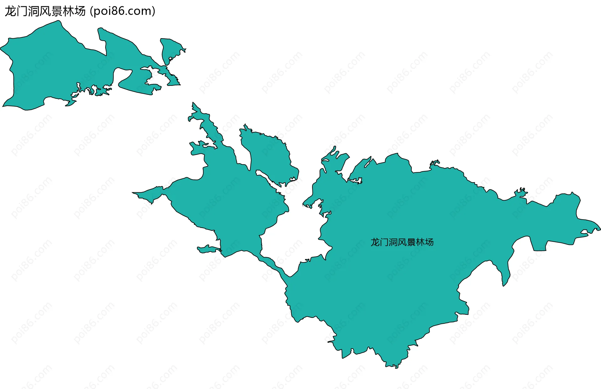 龙门洞风景林场边界地图(五级行政区划)