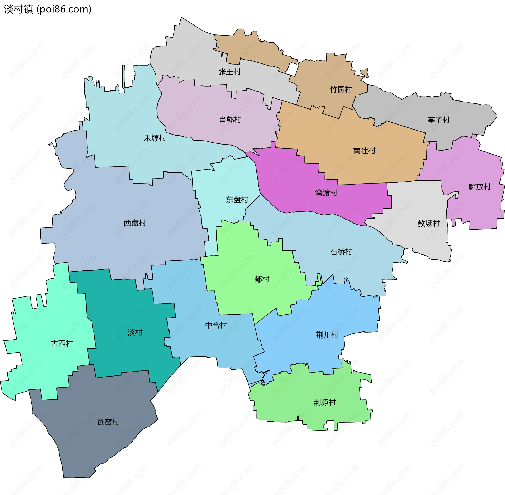 淡村镇边界地图(五级行政区划)