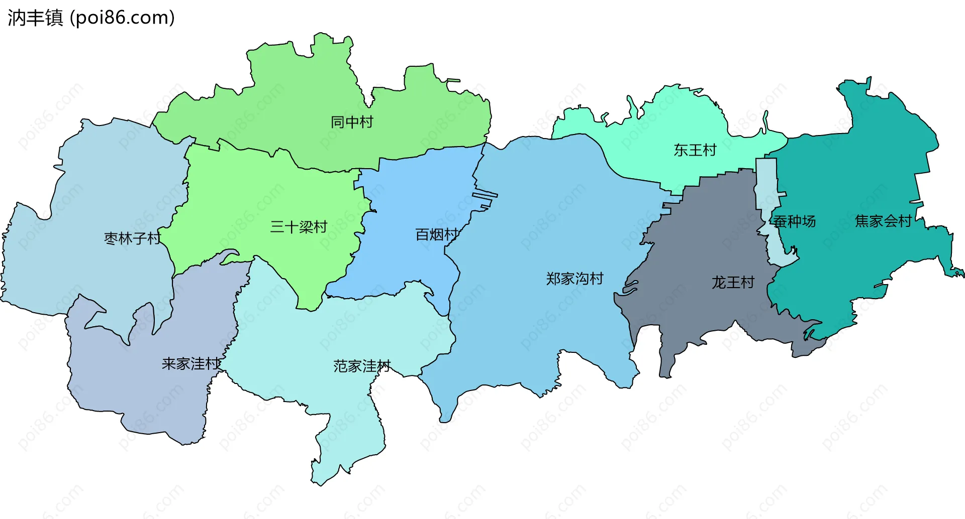 汭丰镇边界地图(五级行政区划)