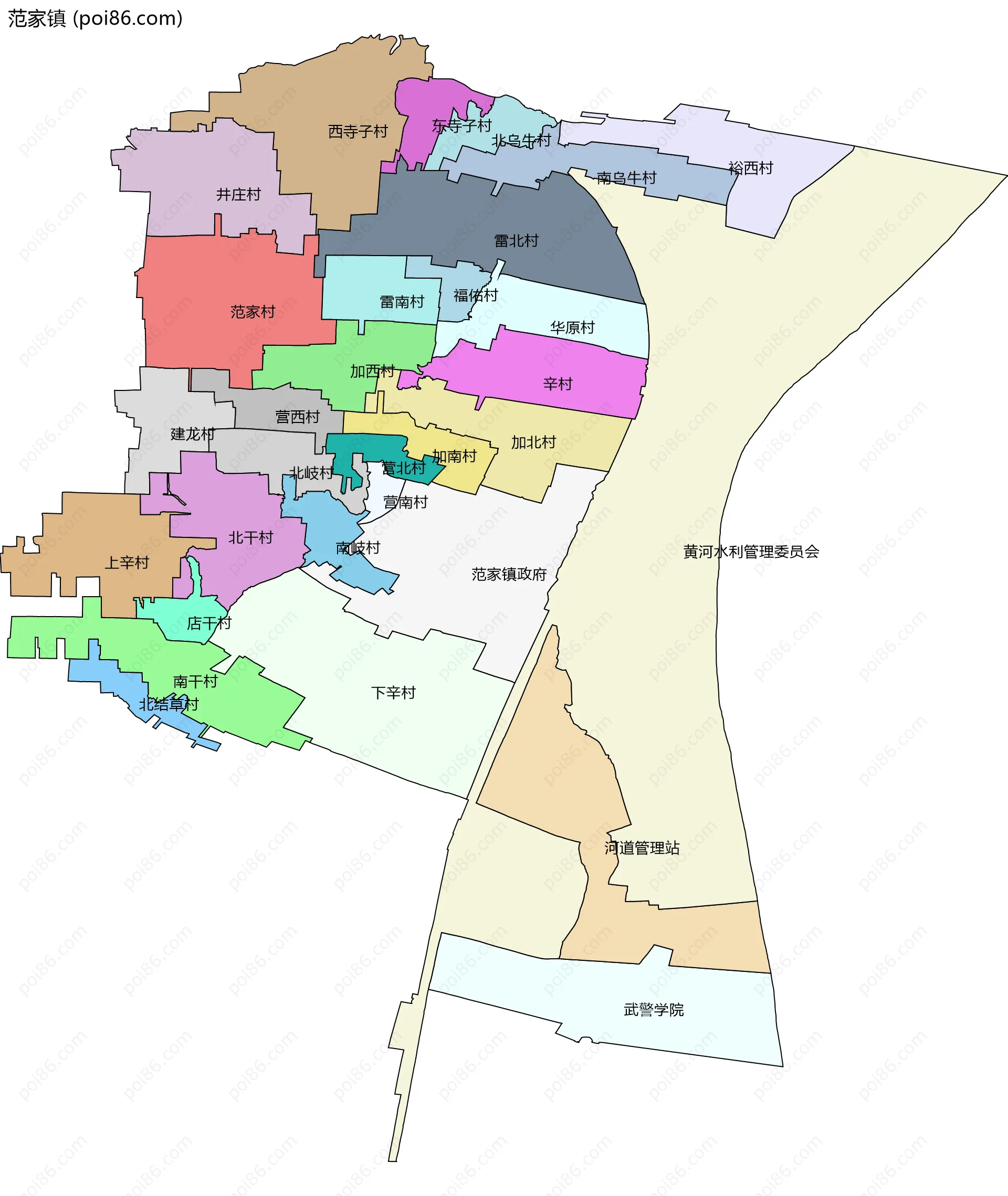 范家镇边界地图(五级行政区划)