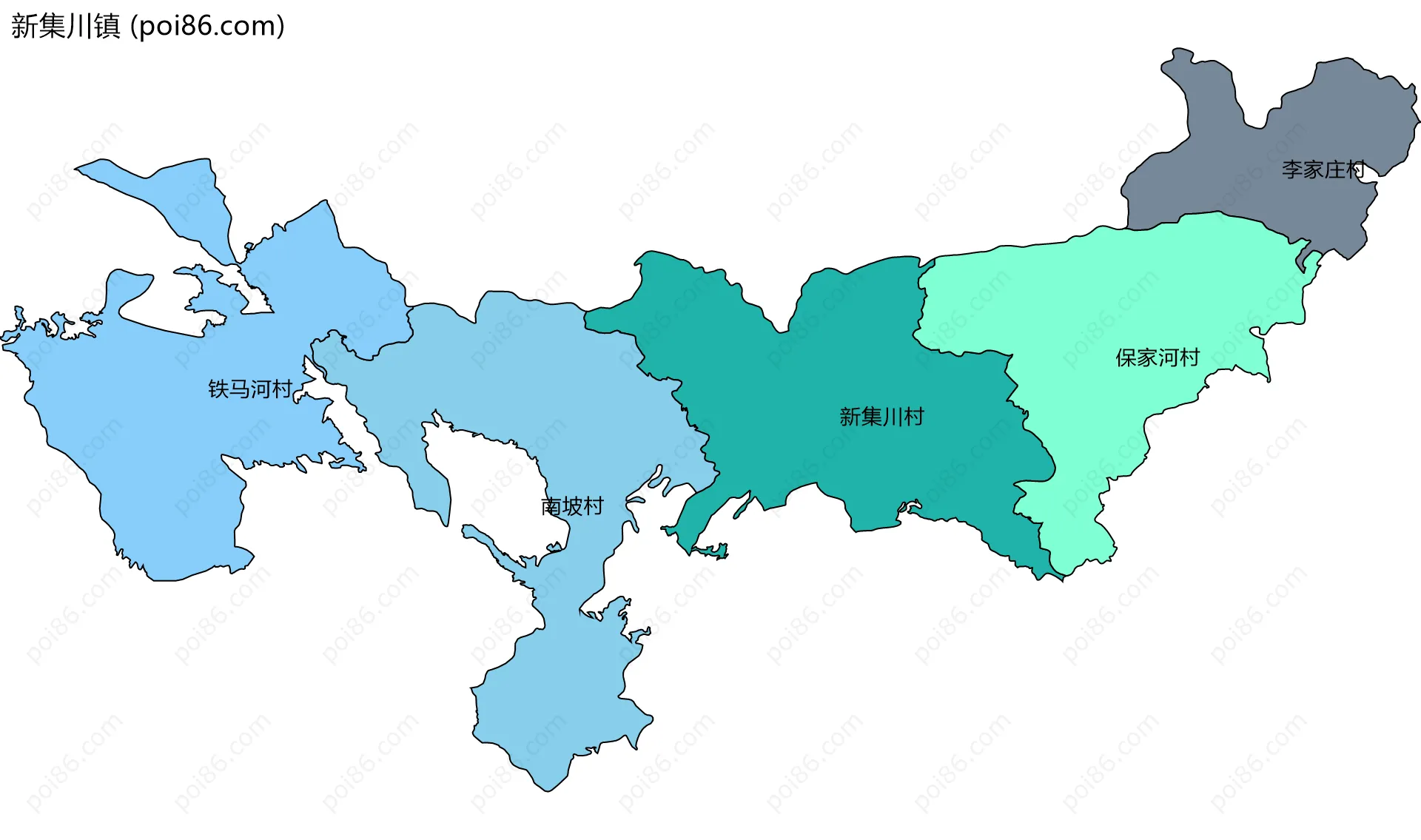 新集川镇边界地图(五级行政区划)