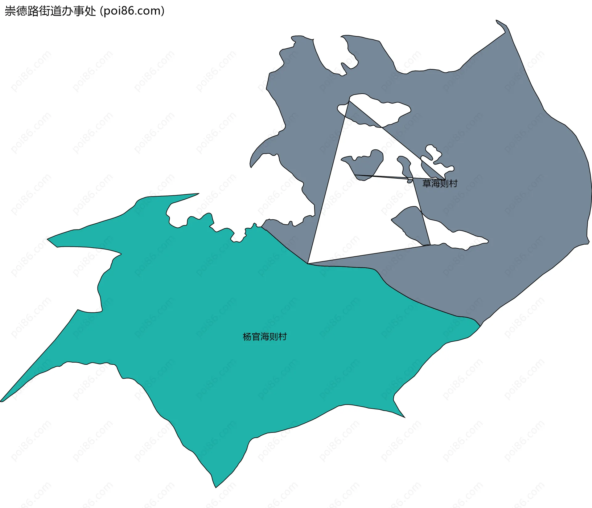 崇德路街道办事处边界地图(五级行政区划)
