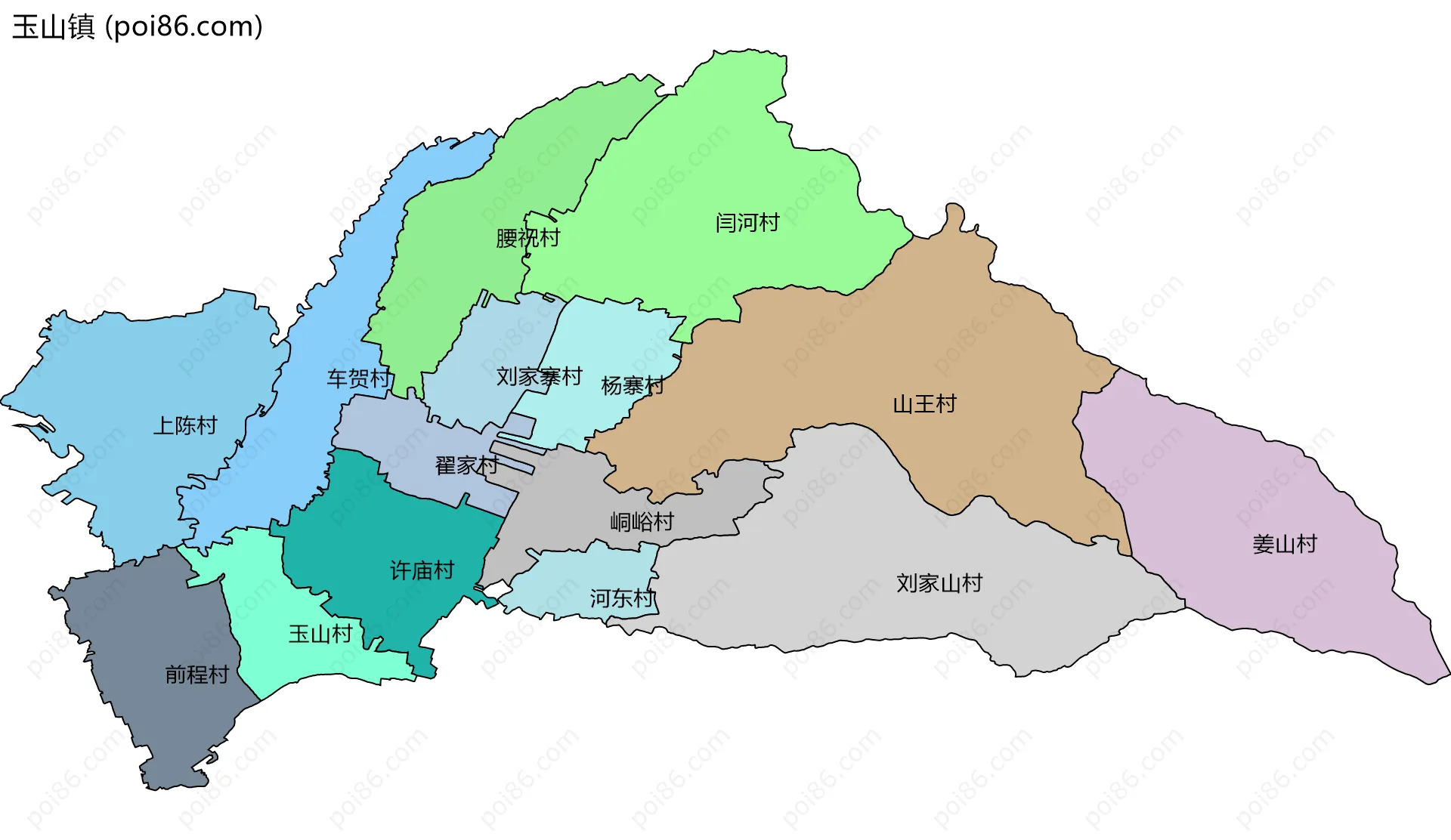 玉山镇边界地图(五级行政区划)