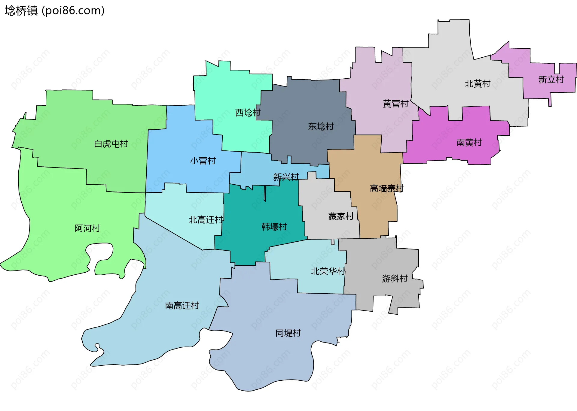 埝桥镇边界地图(五级行政区划)