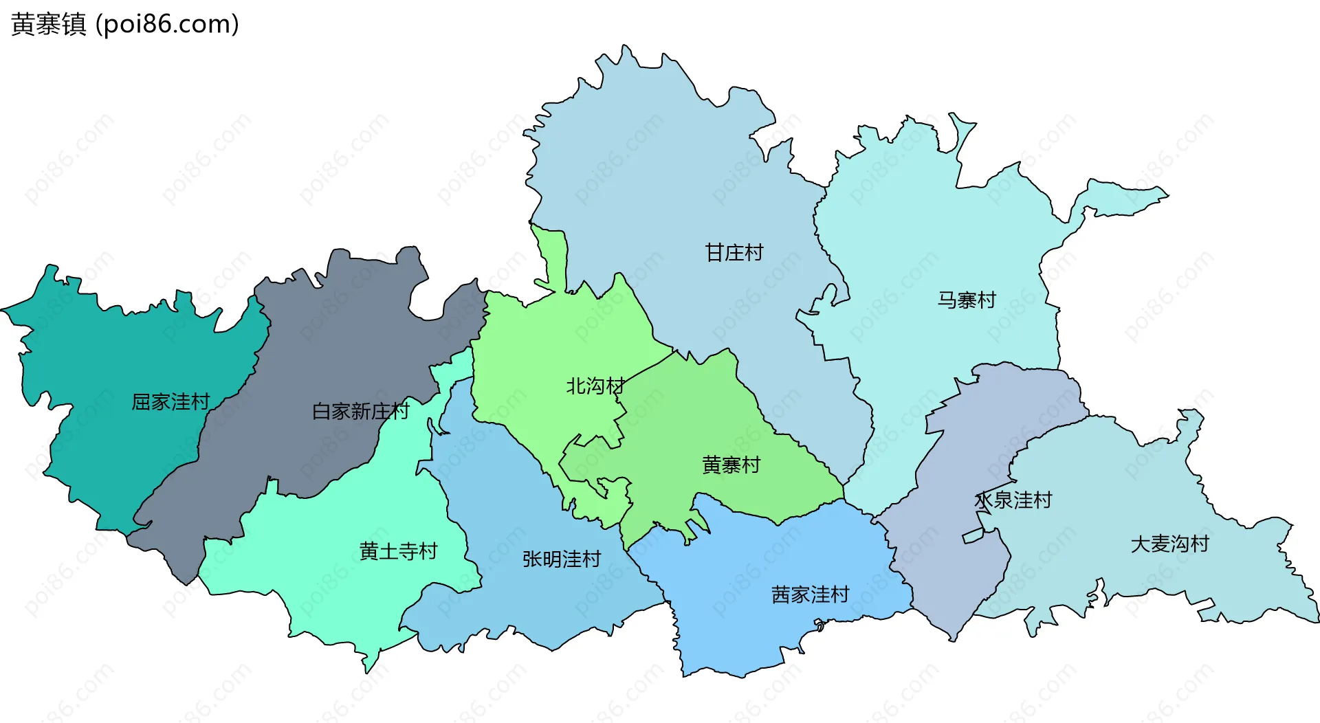 黄寨镇边界地图(五级行政区划)