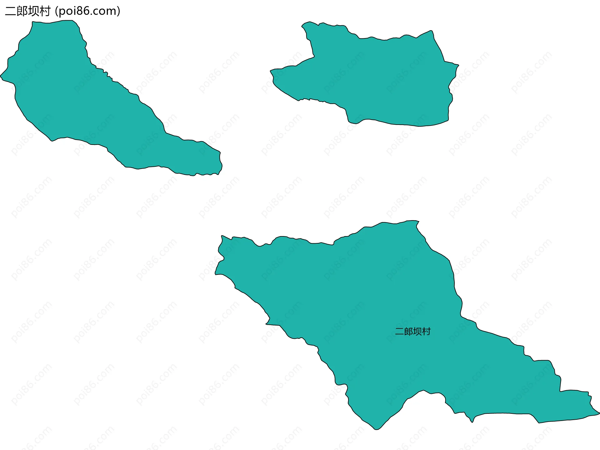 二郎坝村边界地图