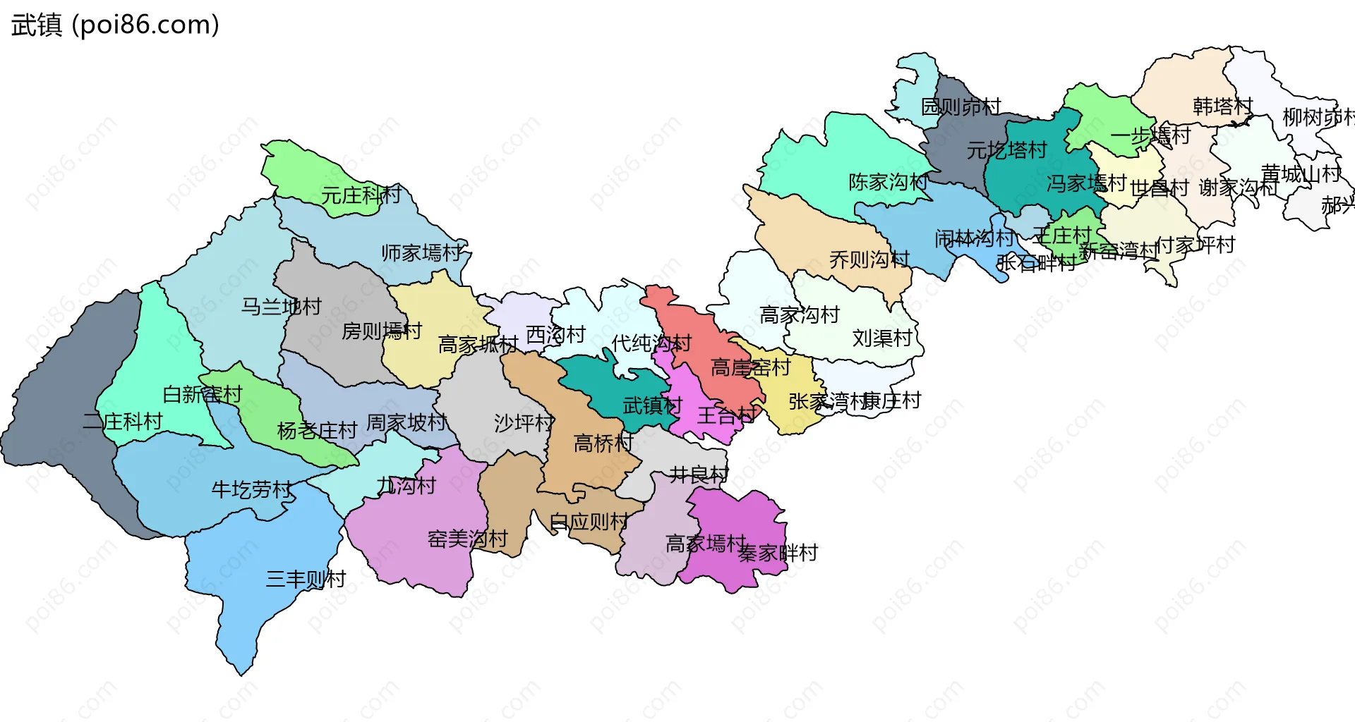 武镇边界地图(五级行政区划)