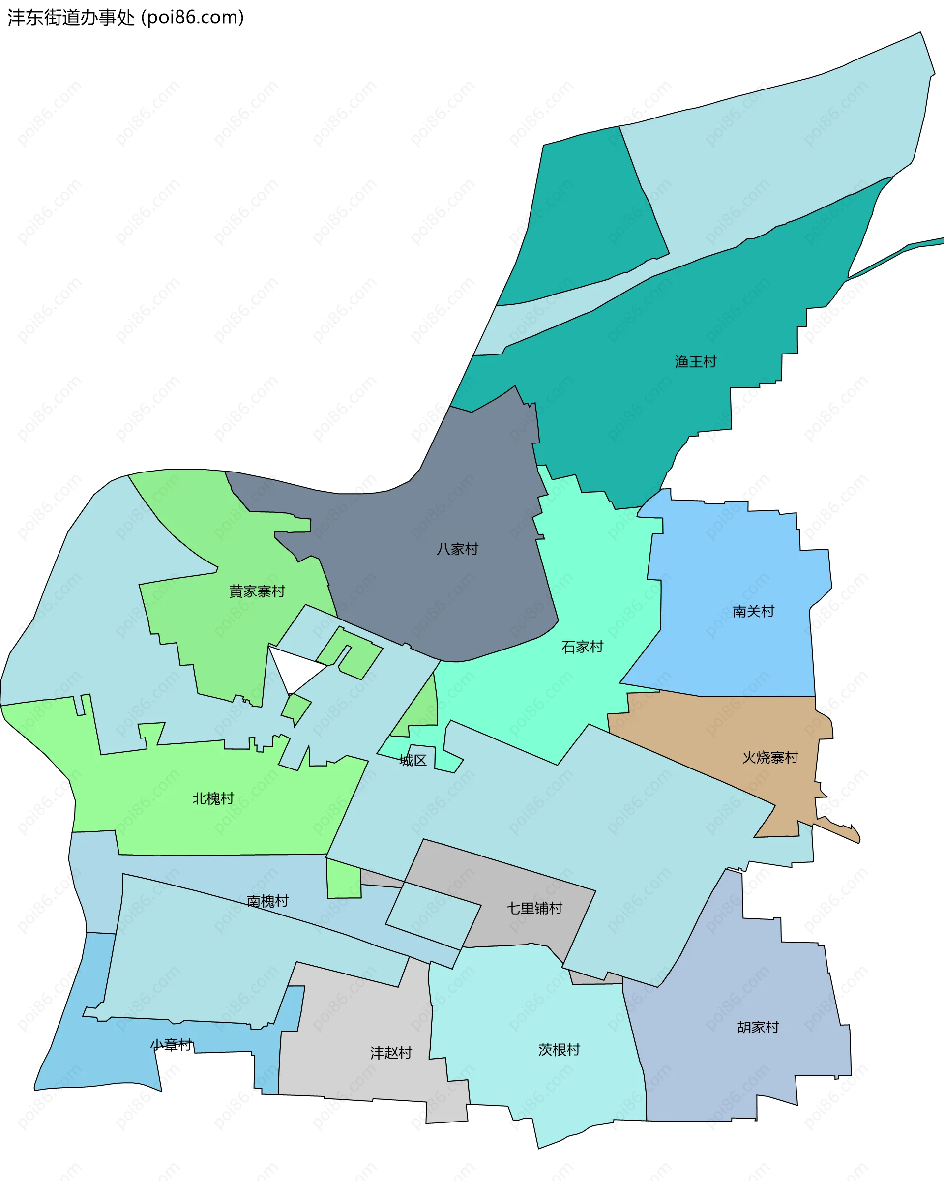 沣东街道办事处边界地图(五级行政区划)