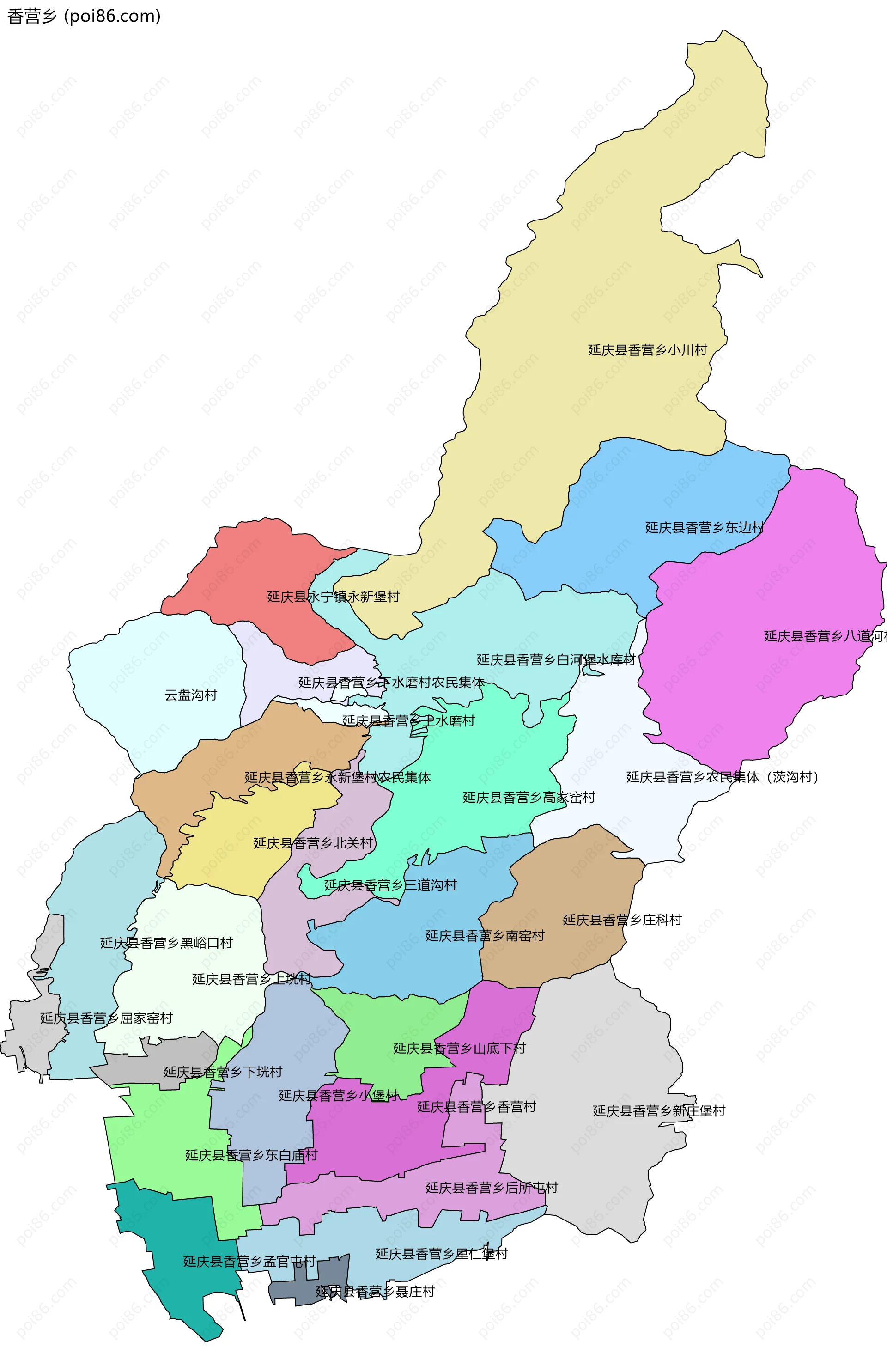 香营乡边界地图(五级行政区划)