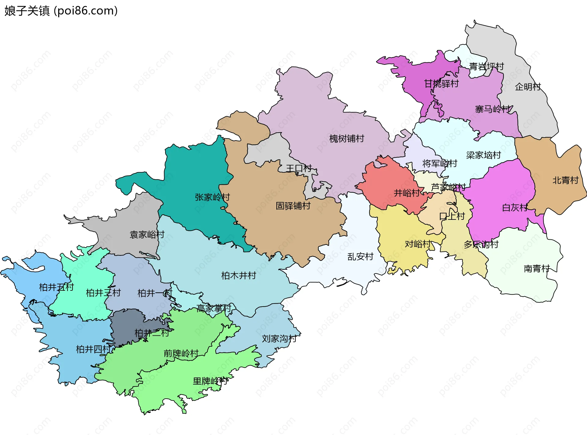 娘子关镇边界地图(五级行政区划)