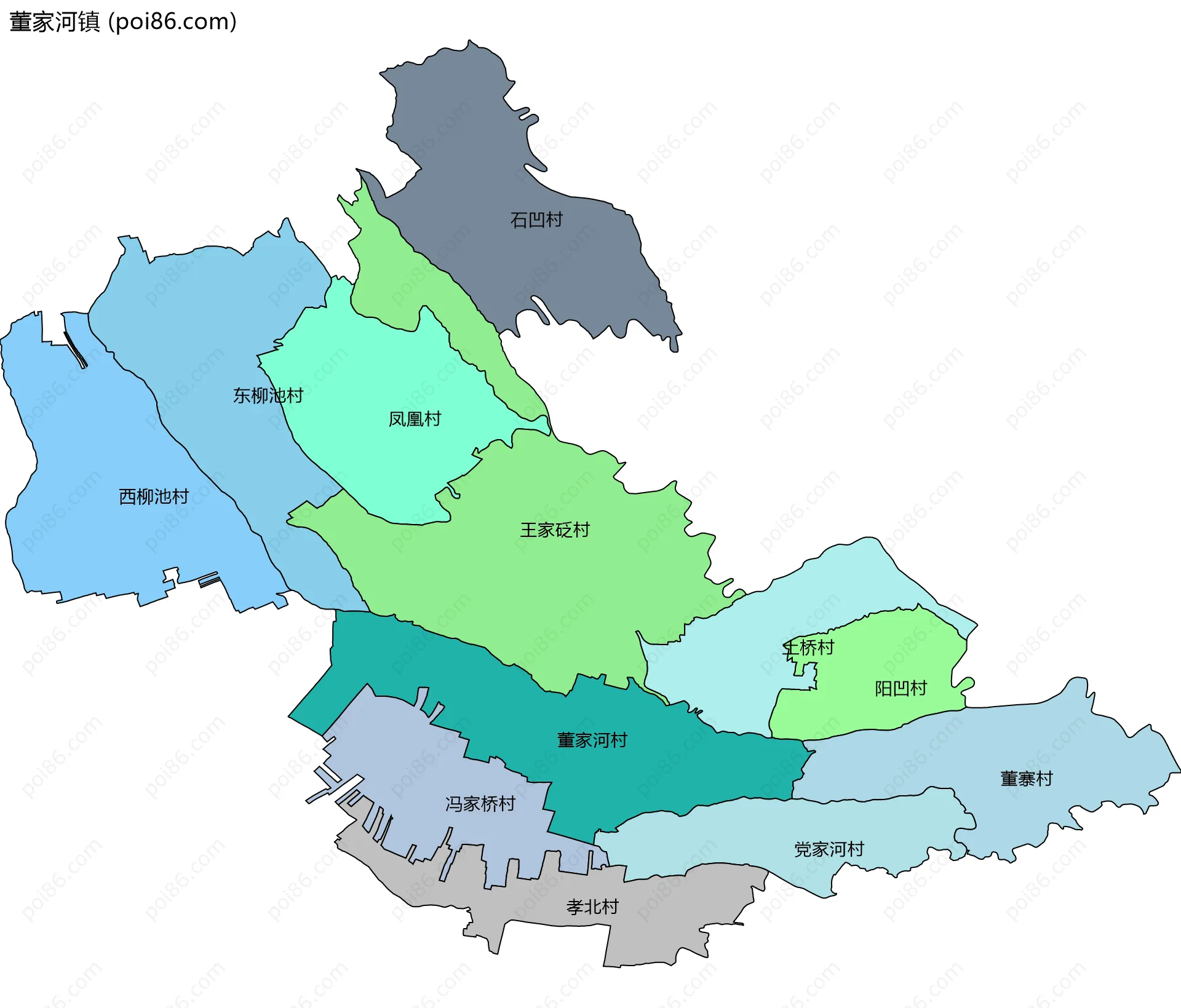董家河镇边界地图(五级行政区划)