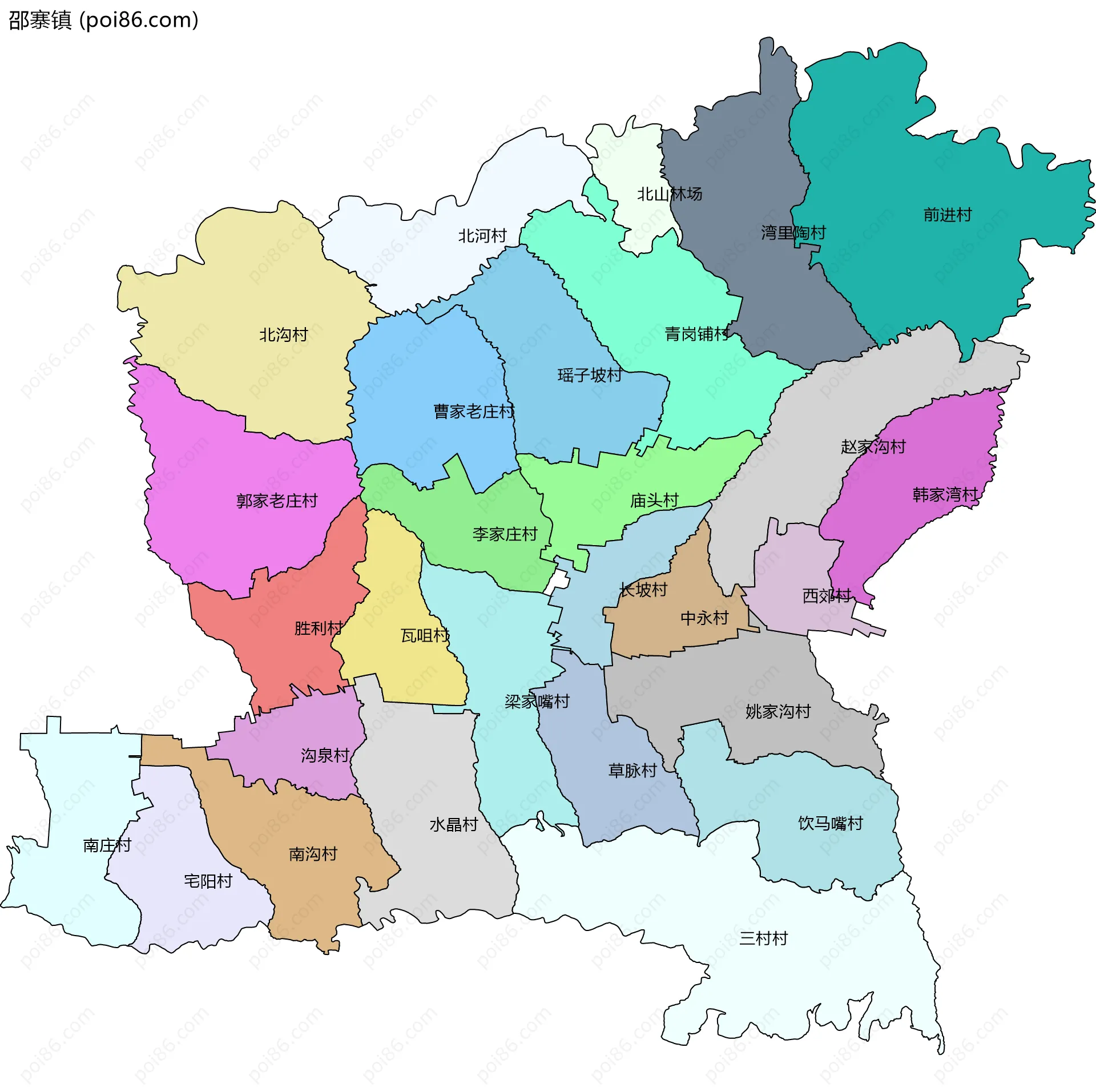 邵寨镇边界地图(五级行政区划)