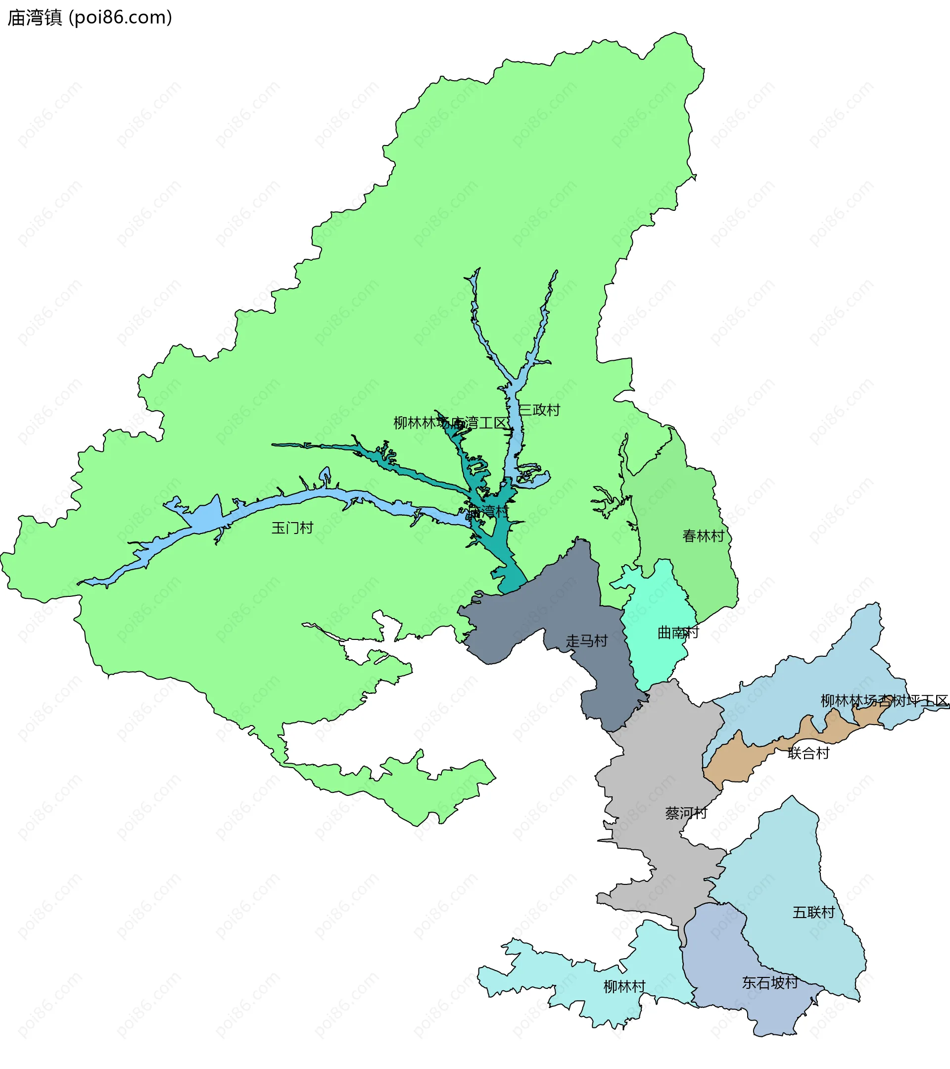 庙湾镇边界地图(五级行政区划)