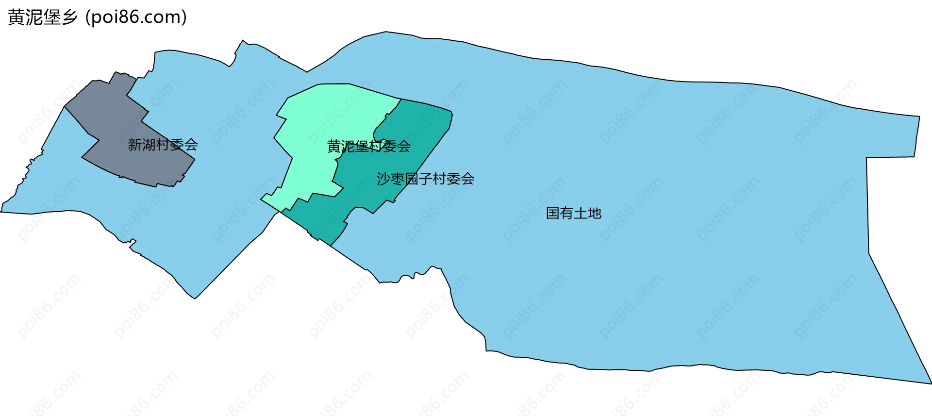 黄泥堡乡边界地图(五级行政区划)