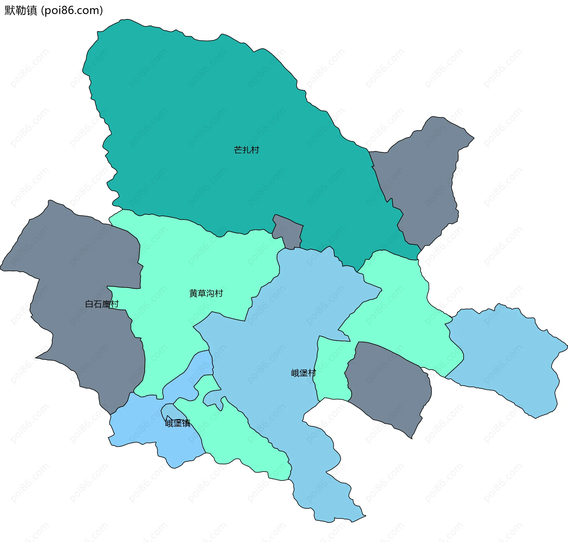 默勒镇边界地图(五级行政区划)