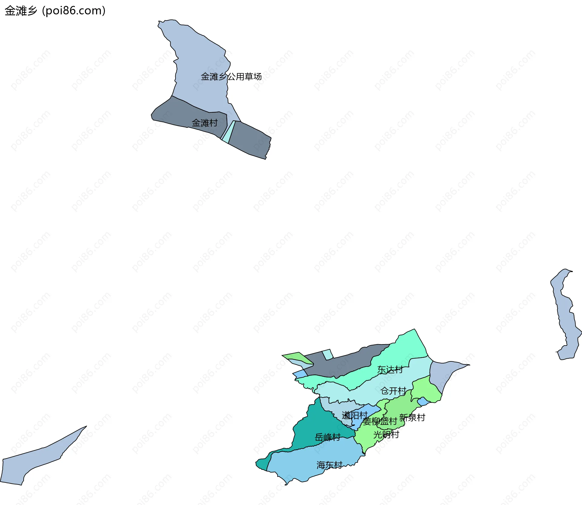 金滩乡边界地图(五级行政区划)