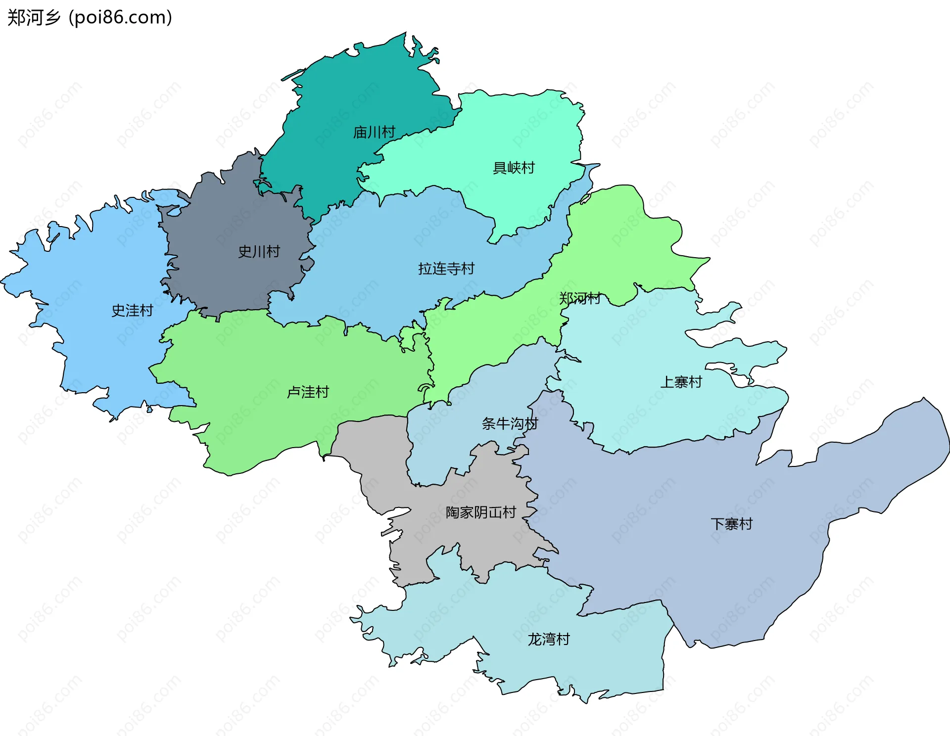 郑河乡边界地图(五级行政区划)