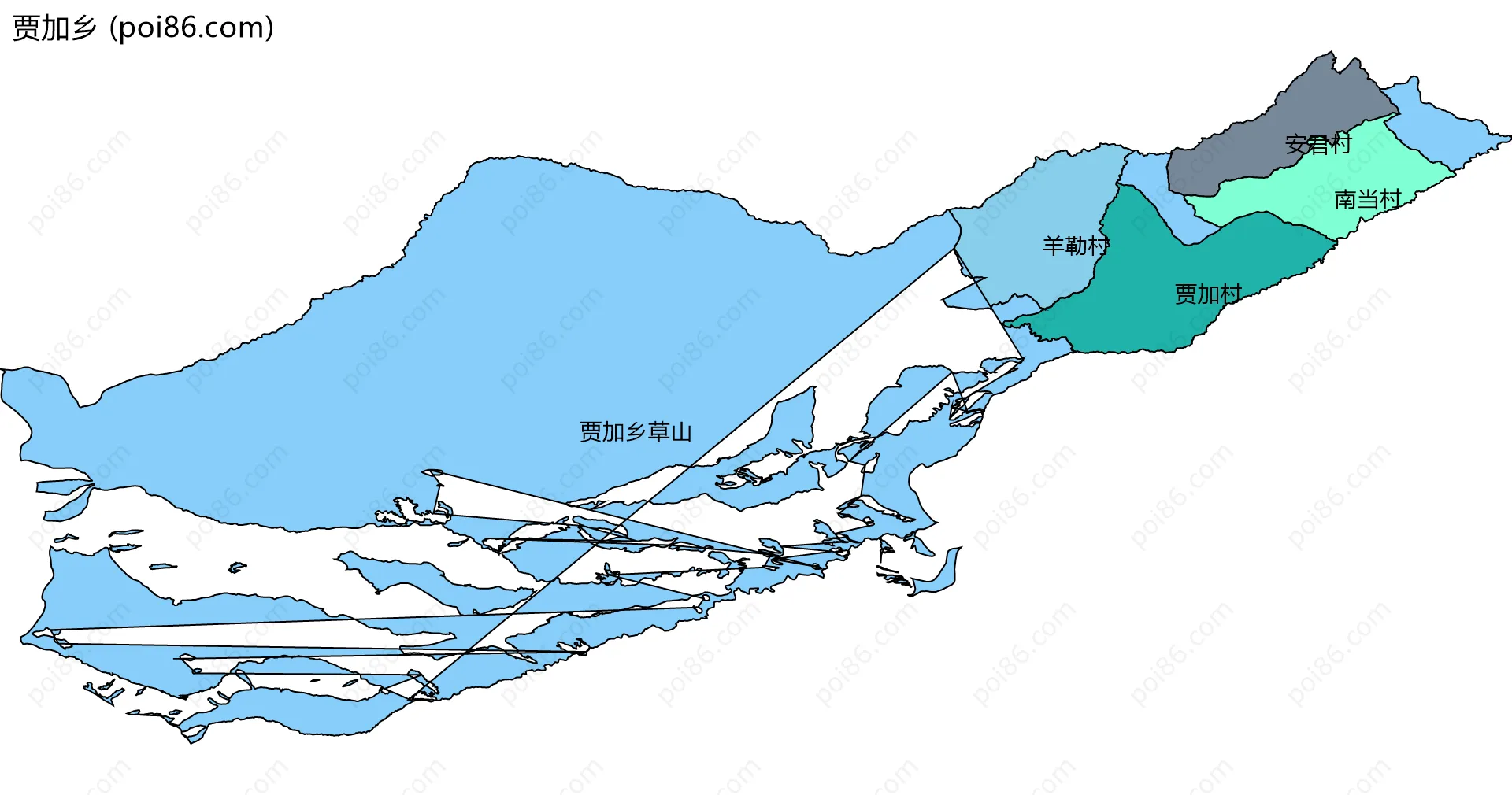 贾加乡边界地图(五级行政区划)