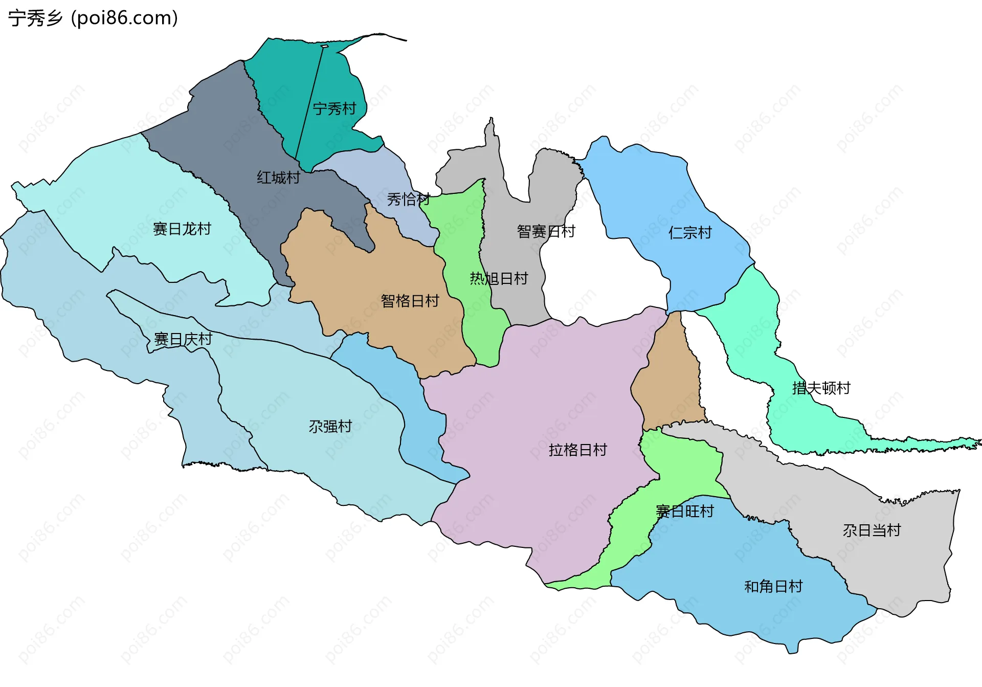宁秀乡边界地图(五级行政区划)
