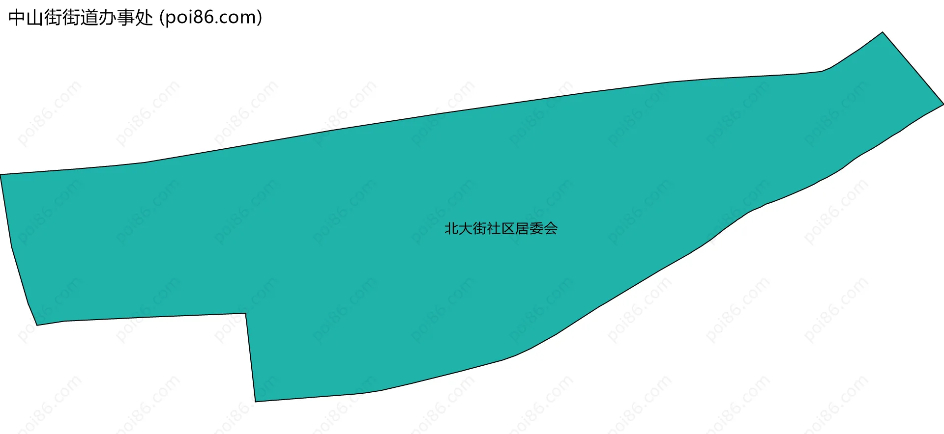 中山街街道办事处边界地图(五级行政区划)