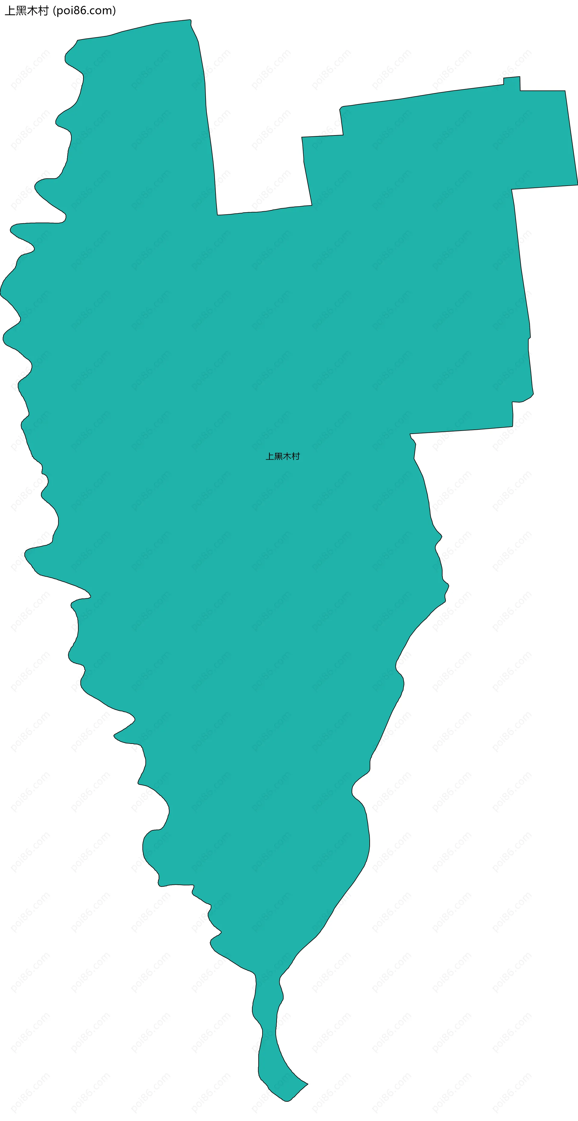 上黑木村边界地图