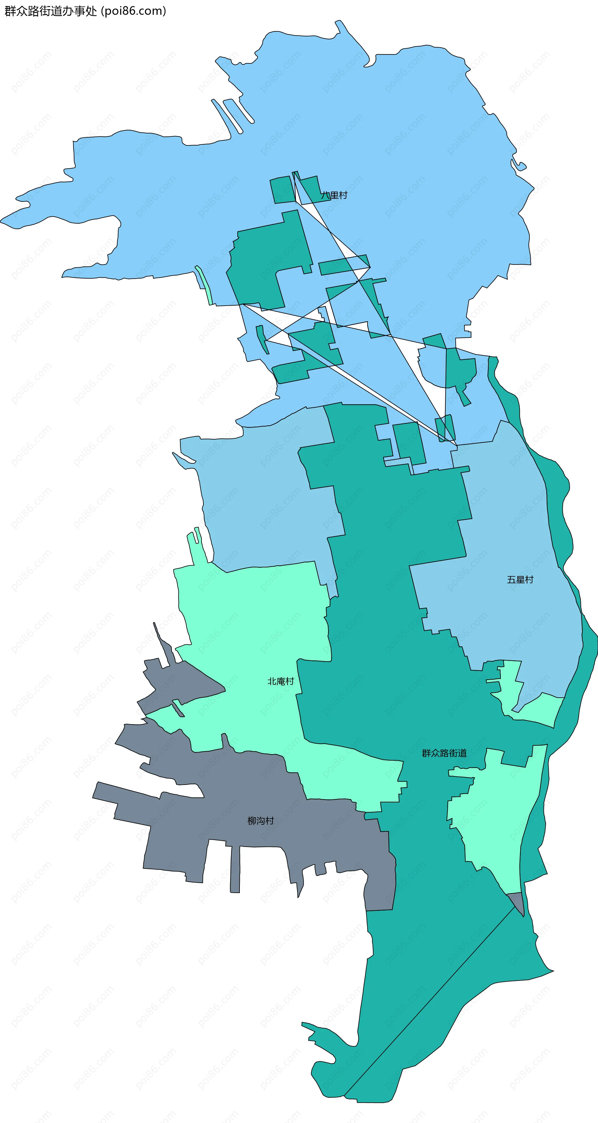 群众路街道办事处边界地图(五级行政区划)