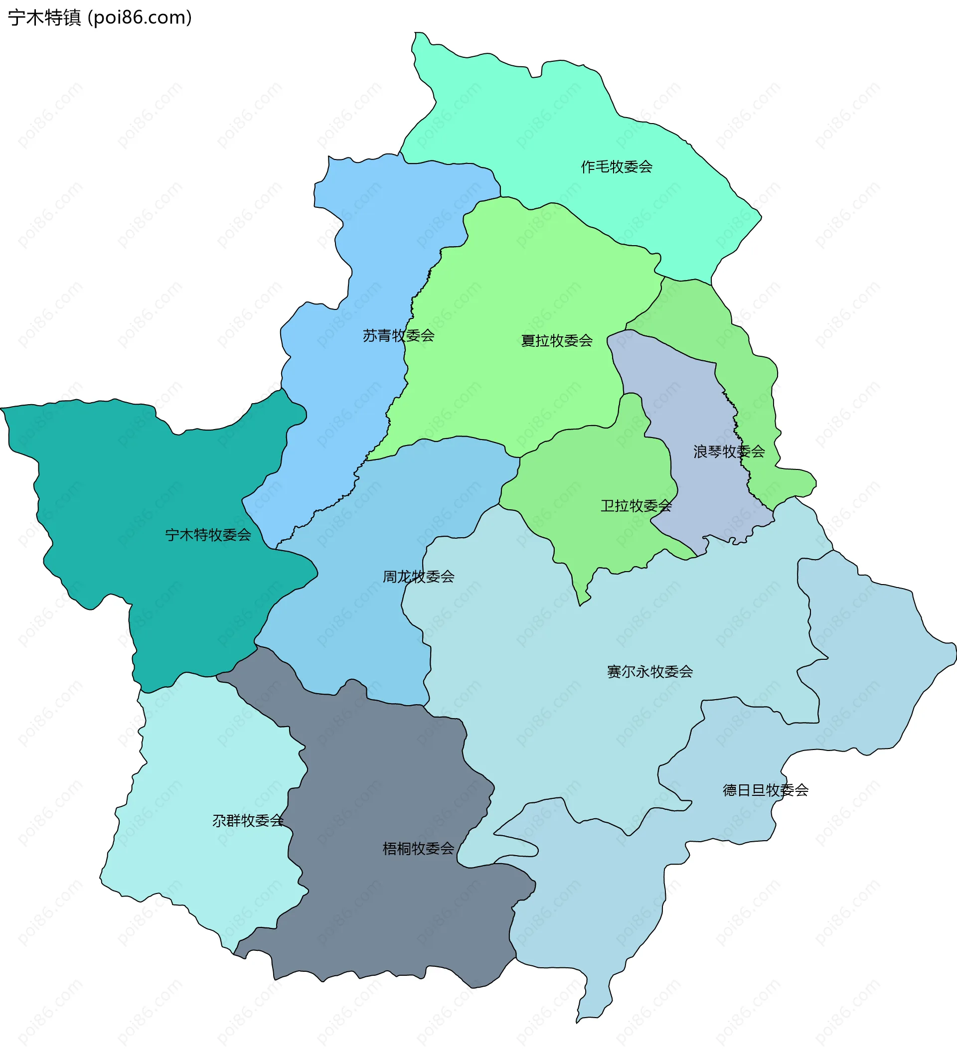 宁木特镇边界地图(五级行政区划)