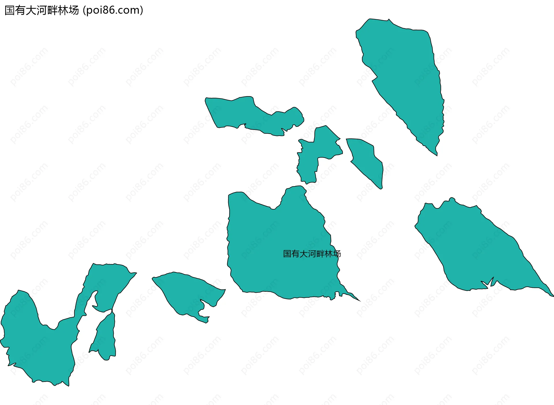 国有大河畔林场边界地图(五级行政区划)