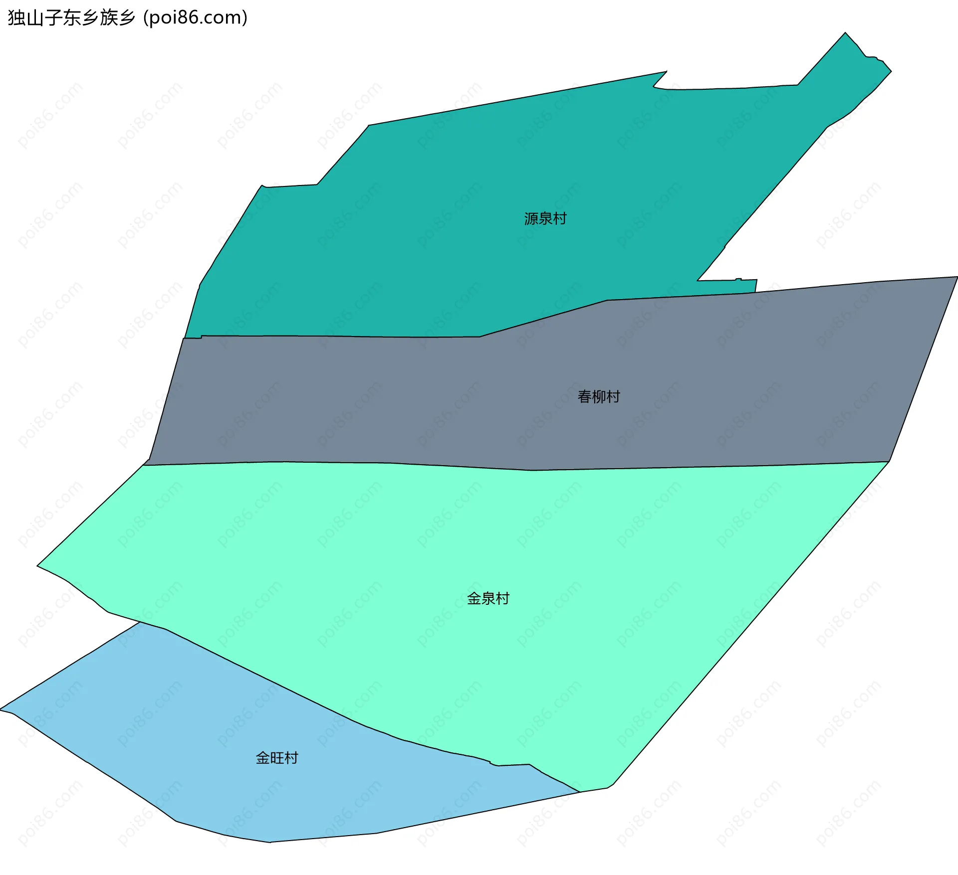 独山子东乡族乡边界地图(五级行政区划)