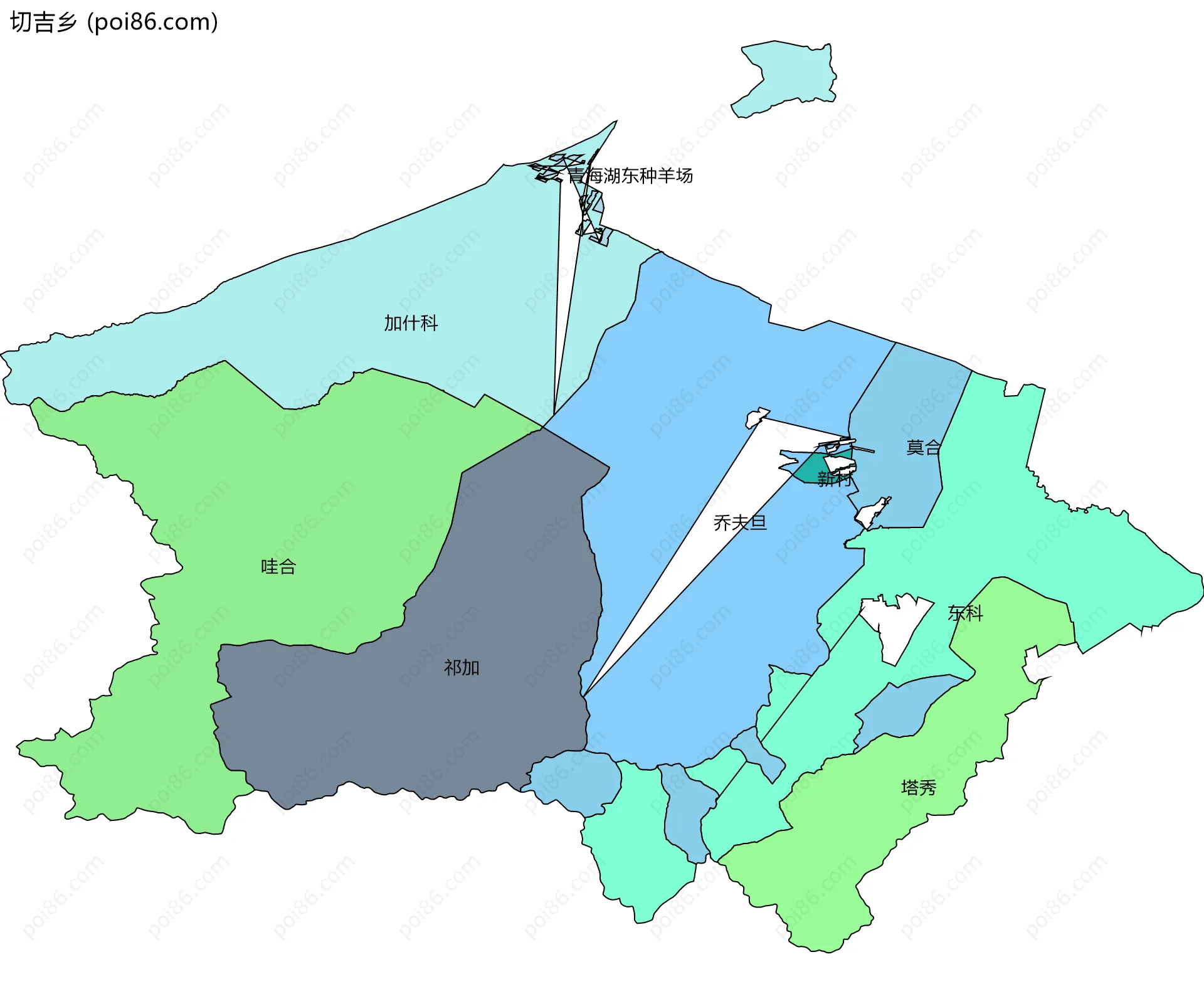 切吉乡边界地图(五级行政区划)