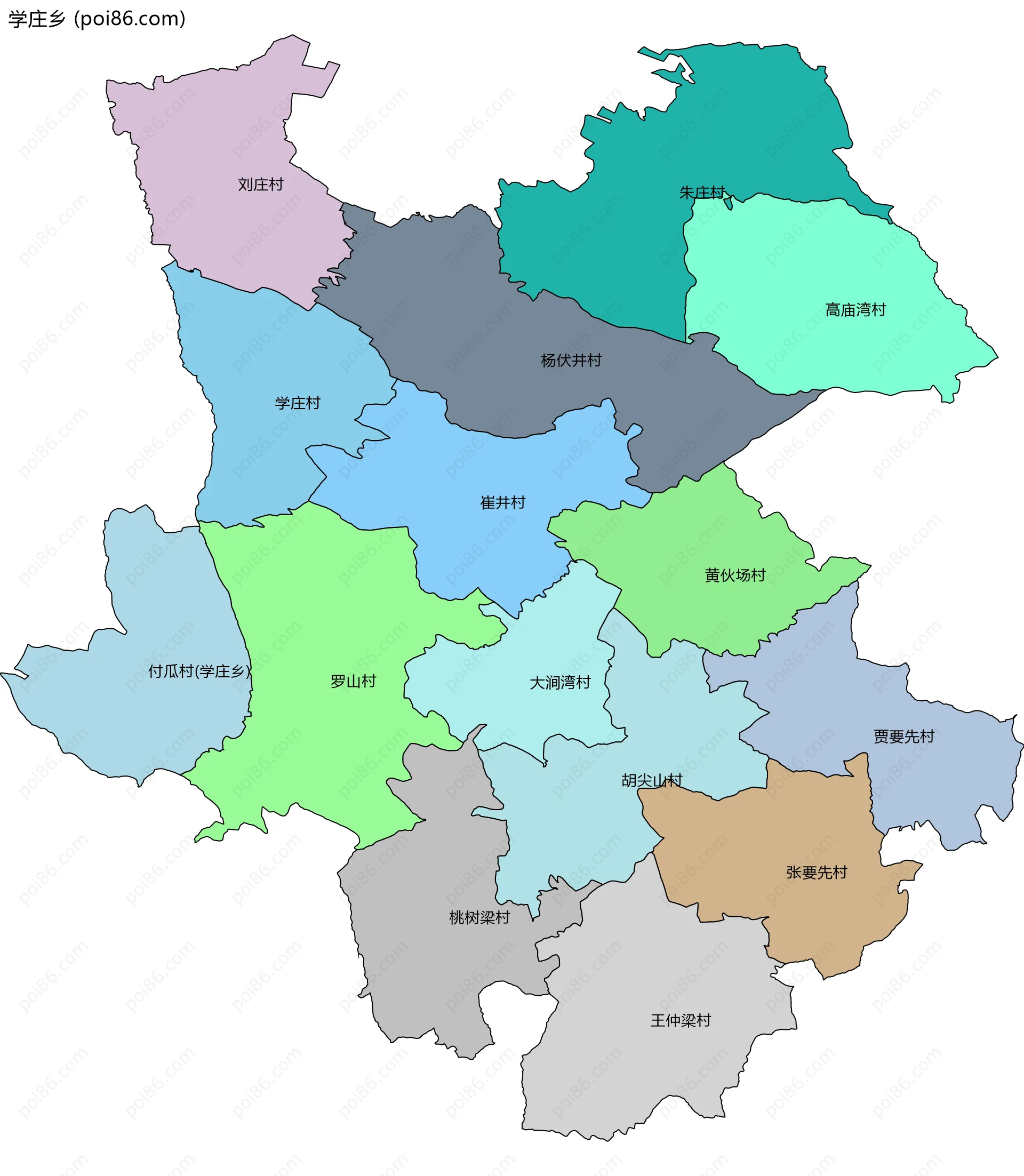 学庄乡边界地图(五级行政区划)