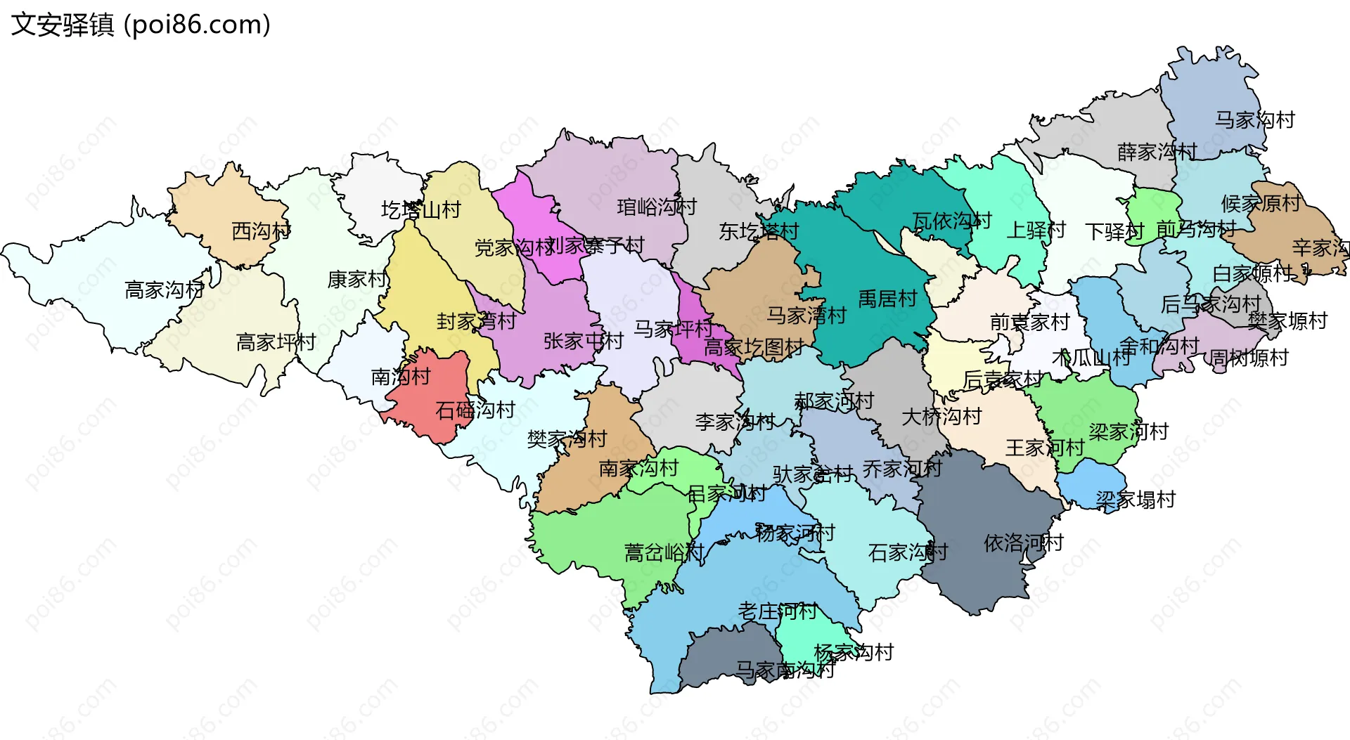 文安驿镇边界地图(五级行政区划)