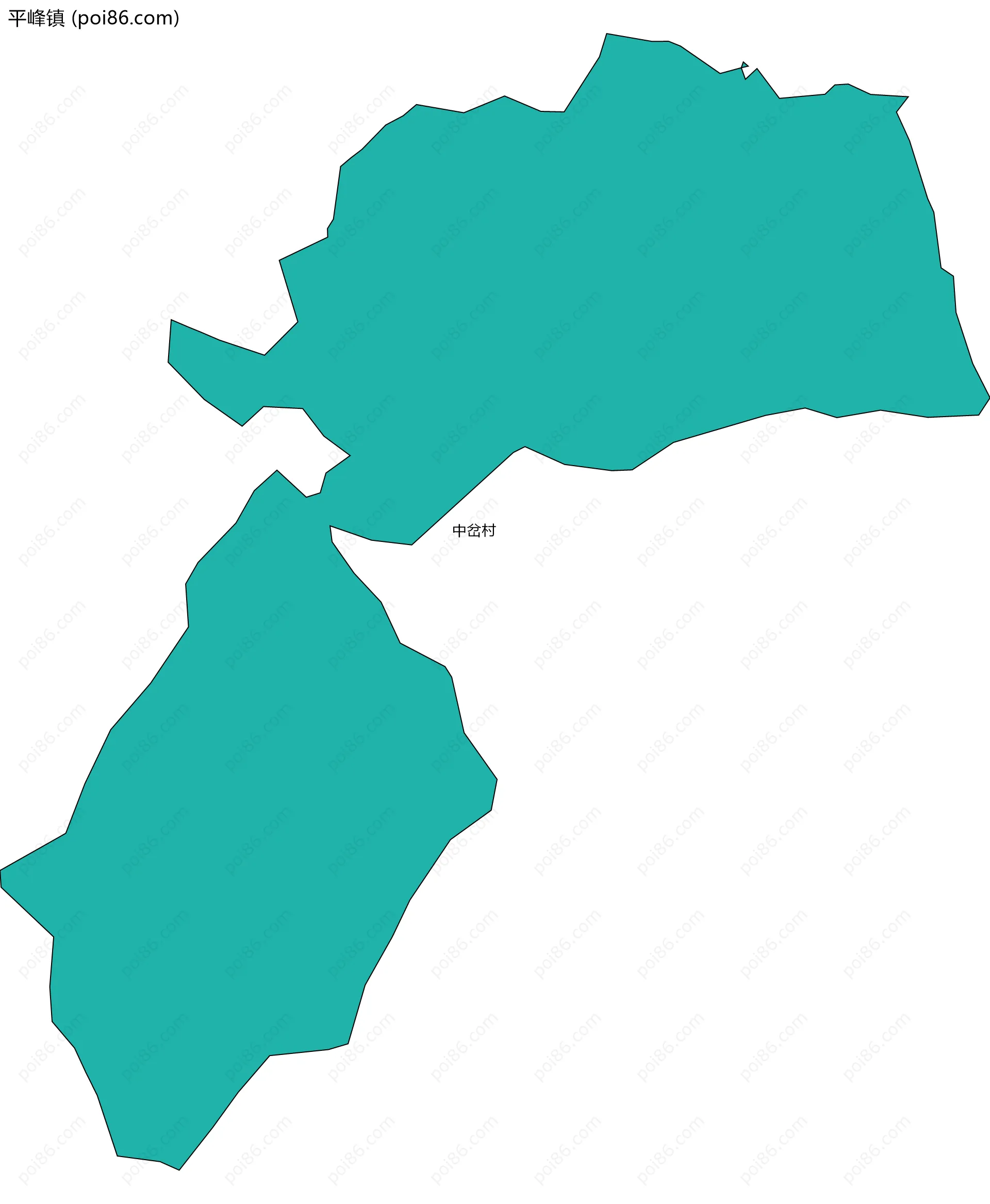 平峰镇边界地图(五级行政区划)