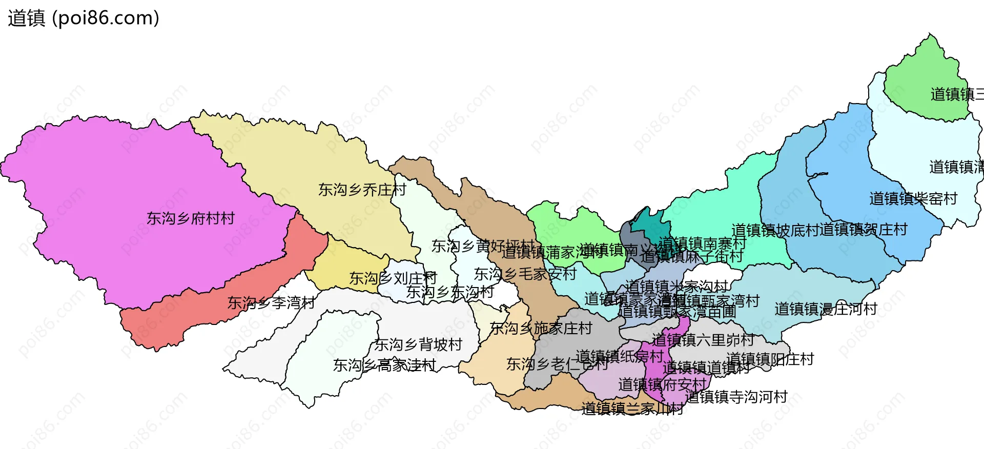 道镇边界地图(五级行政区划)