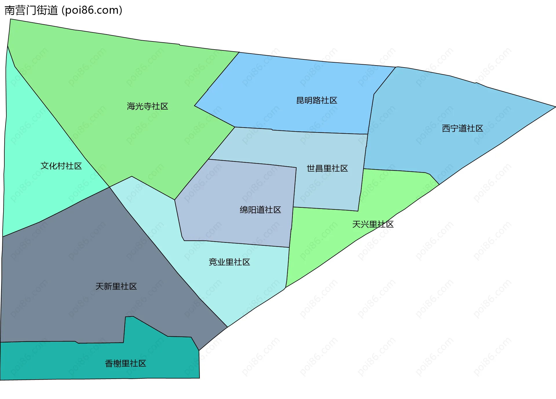 南营门街道边界地图(五级行政区划)