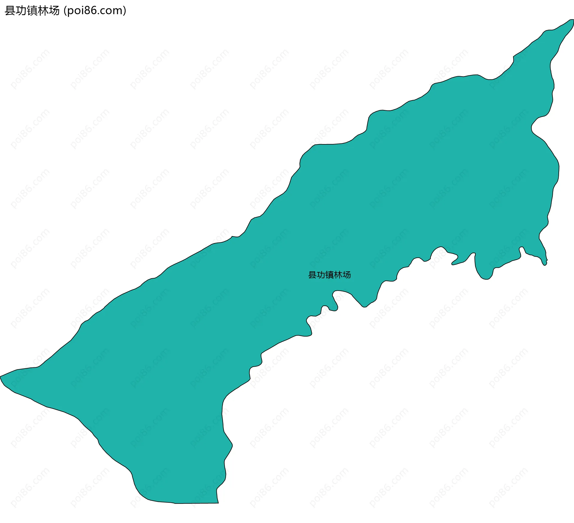 县功镇林场边界地图(五级行政区划)