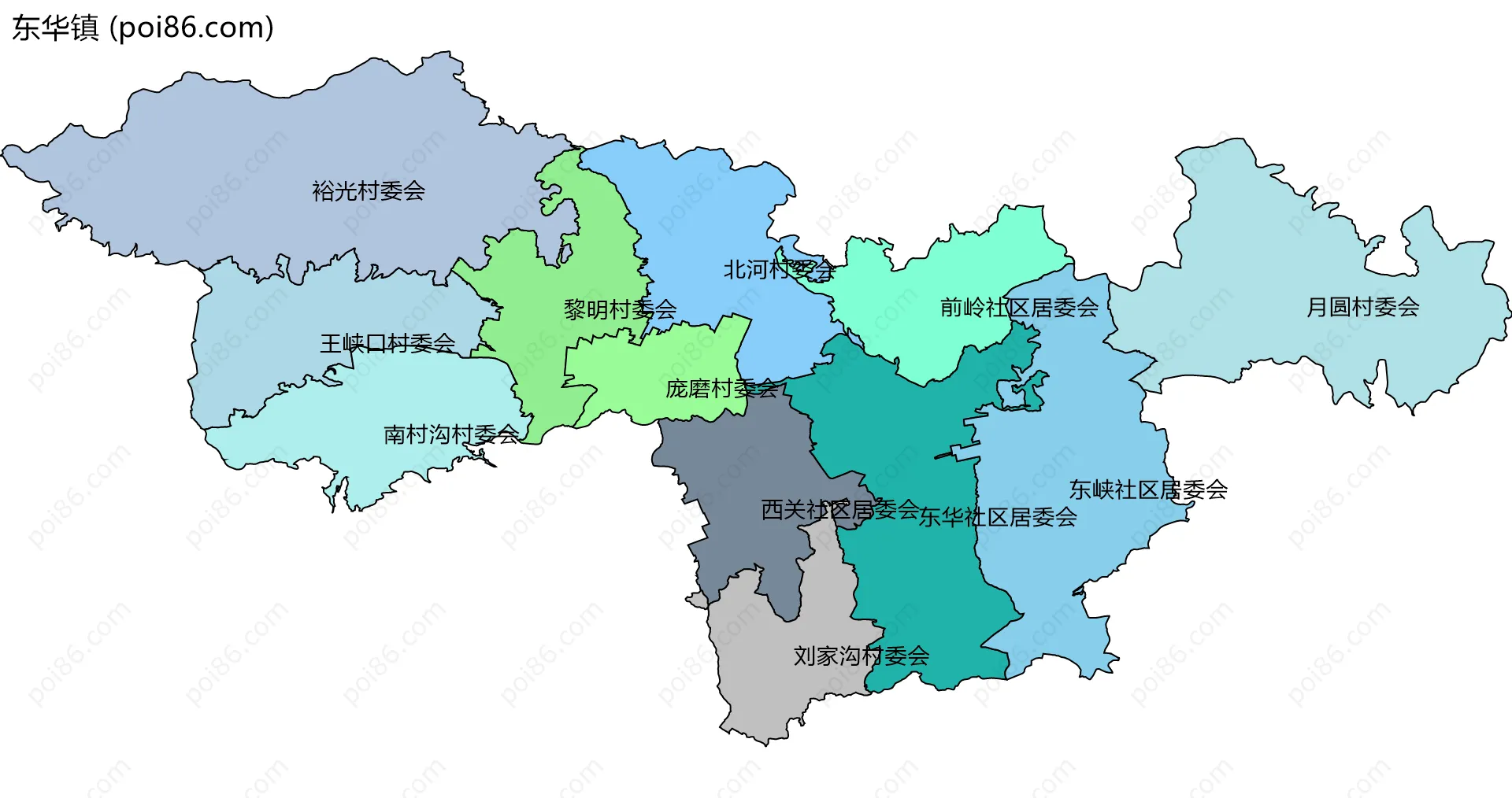 东华镇边界地图(五级行政区划)