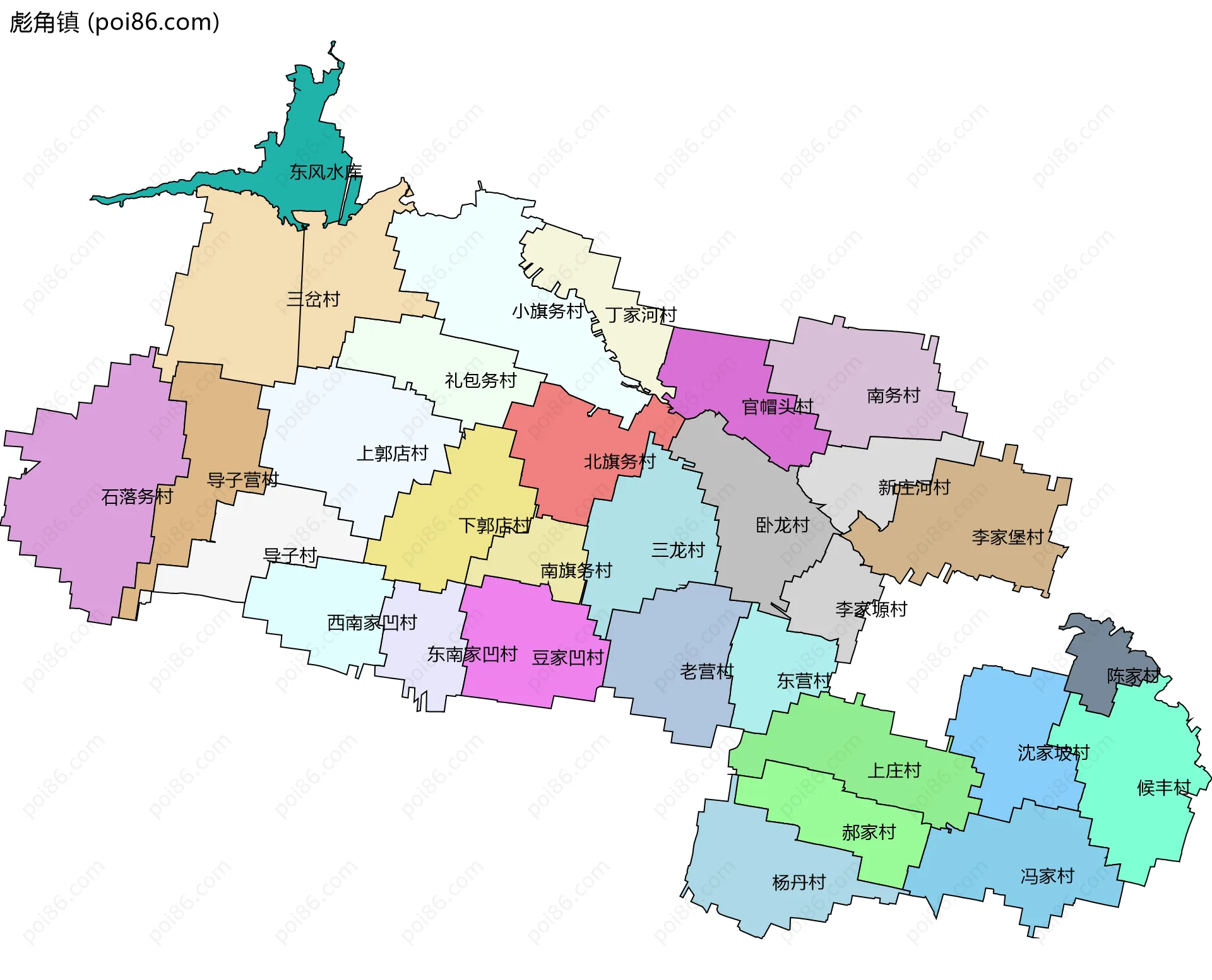 彪角镇边界地图(五级行政区划)